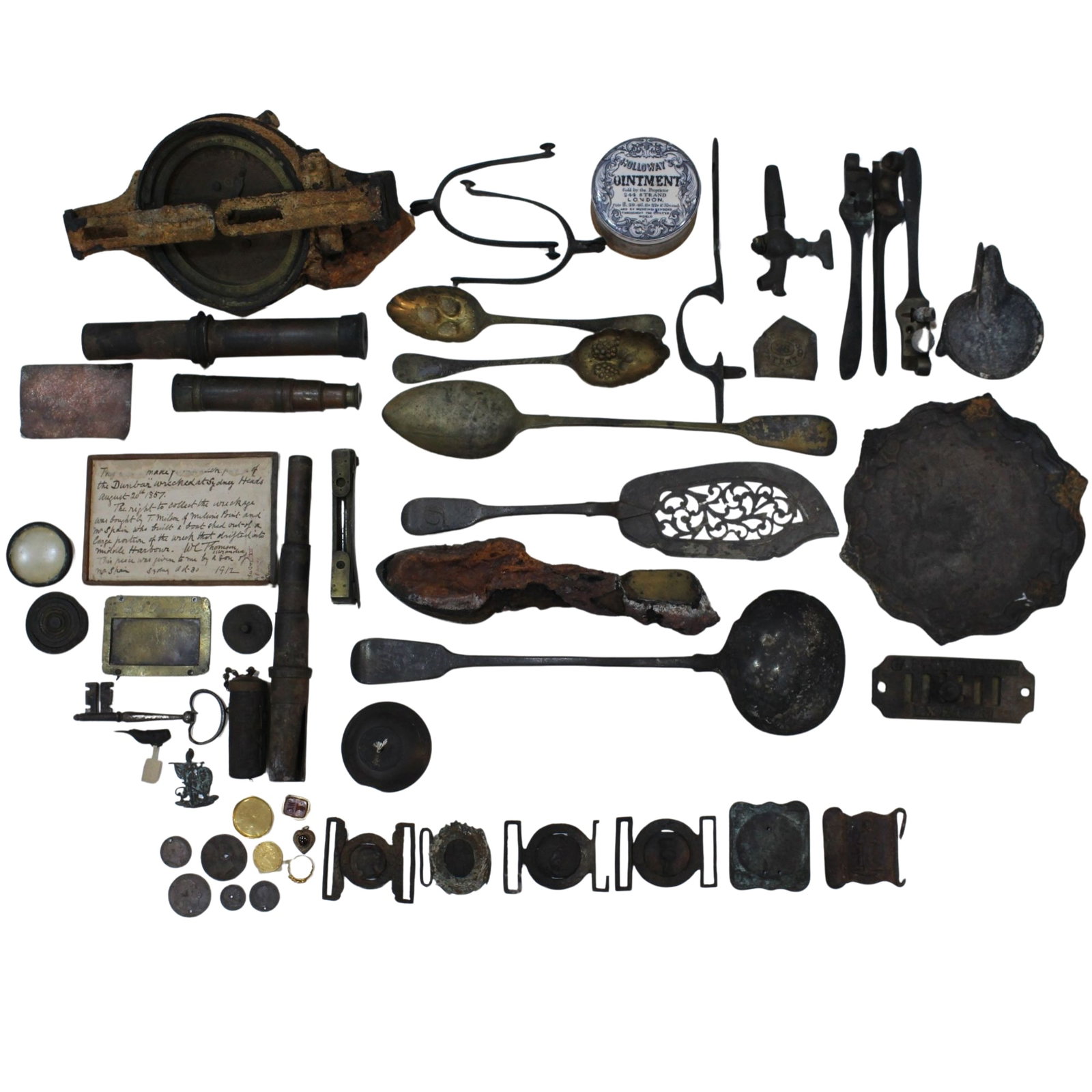 Personal Items from the 'Dunbar Shipwreck,' South Head, Sydney, 1857 (70+ Items): The collection comprises items listed as Schedule 1 of Permit No. 100547 for possession of protected underwater cultural heritage items in accordance with Australian Government legislation. The