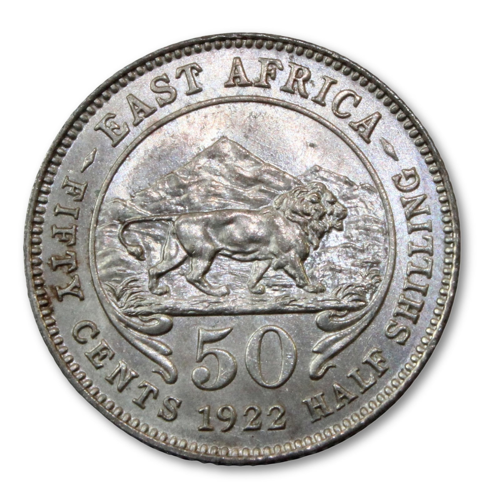 East Africa (British) 1922 (L) 50 Cent, Choice Uncirculated: Highest graded NGC MS65 & PCGS MS65 Condition Lightly toned Medium Coins, Monies & Stamps Provenance Ex R.J. Ford Collection & Mark Freehill Collection Literature PCGS MS64 Sold USD $125 (3/19)