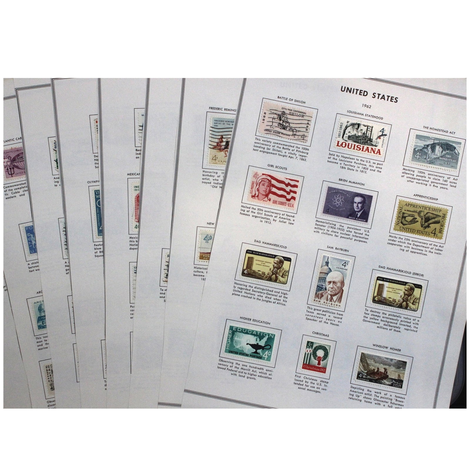 U.S.A. Selection of Stamps issued between 1958 - 1962, (100 stamps) (1 of 1)