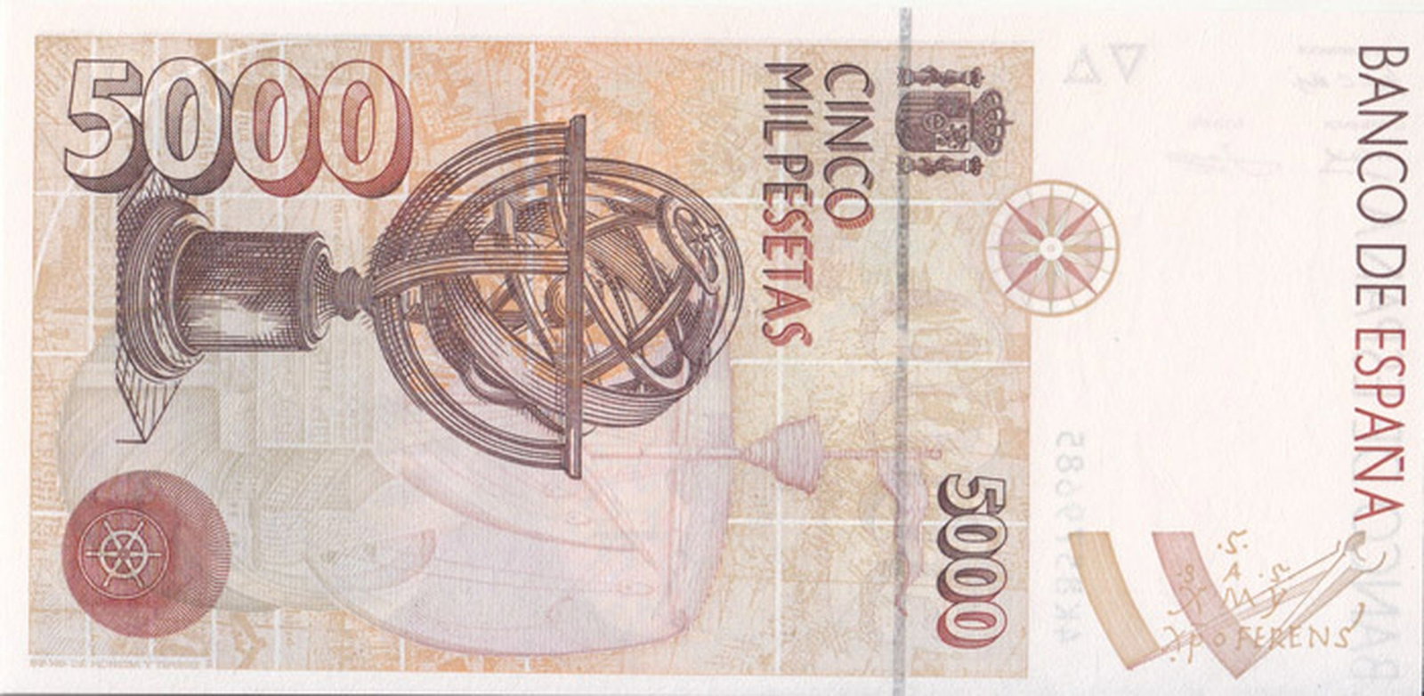 Spain '12 October 1992' 5000 (1996) Pesetas, Uncirculated OPQ - 2