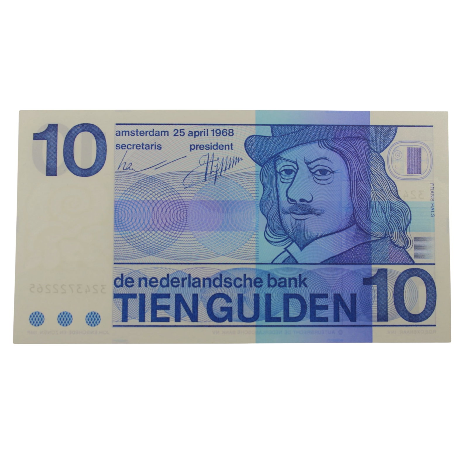 Netherlands 10 Gulden '25.4.1968', Uncirculated OPQ: KM# 91b : Serial# 3243722265 Condition O(riginal) P(aper) Q(uality) Medium Coins, Monies & Stamps Exhibited Paper Money, Europe