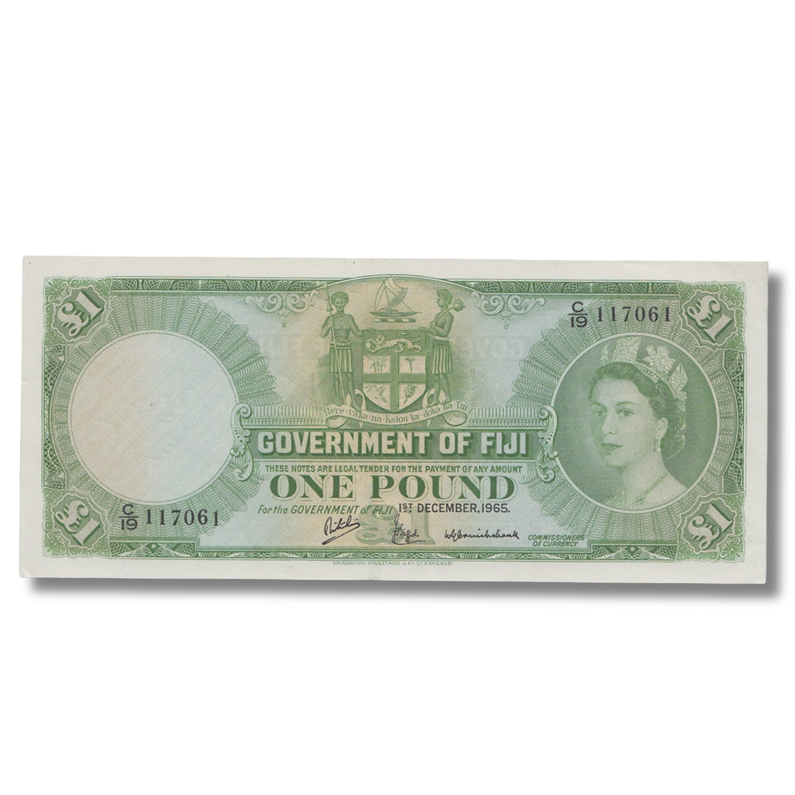 Fiji '1st December 1965' 1Pound, Uncirculated OPQ: Pick# 53h : Serial#C/19 117061 Condition Original Paper Quality Medium Coins, Monies & Stamps Exhibited Coins, World