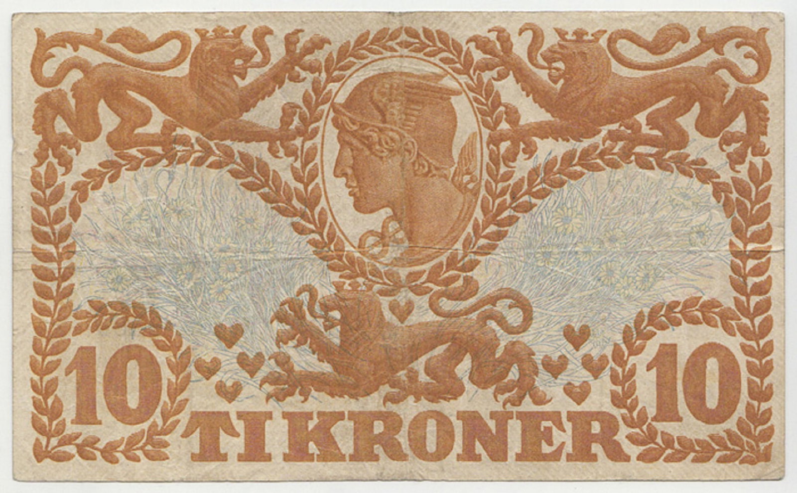Denmark 1917 10 Kroner - C Prefix, about Very Fine - 2