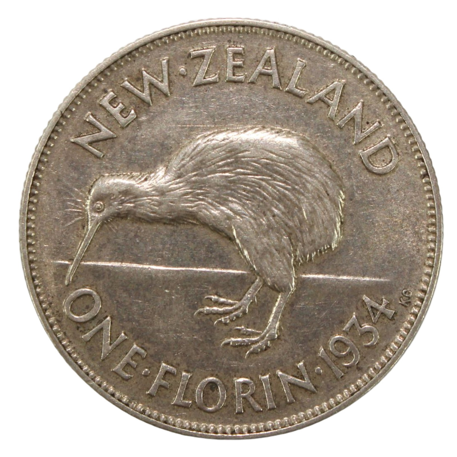 New Zealand 1934 Silver (500) Florin, virtually Uncirculated: KM#4 Size ASW 0.1818 Troy Oz Medium Coins, Australia & New Zealand