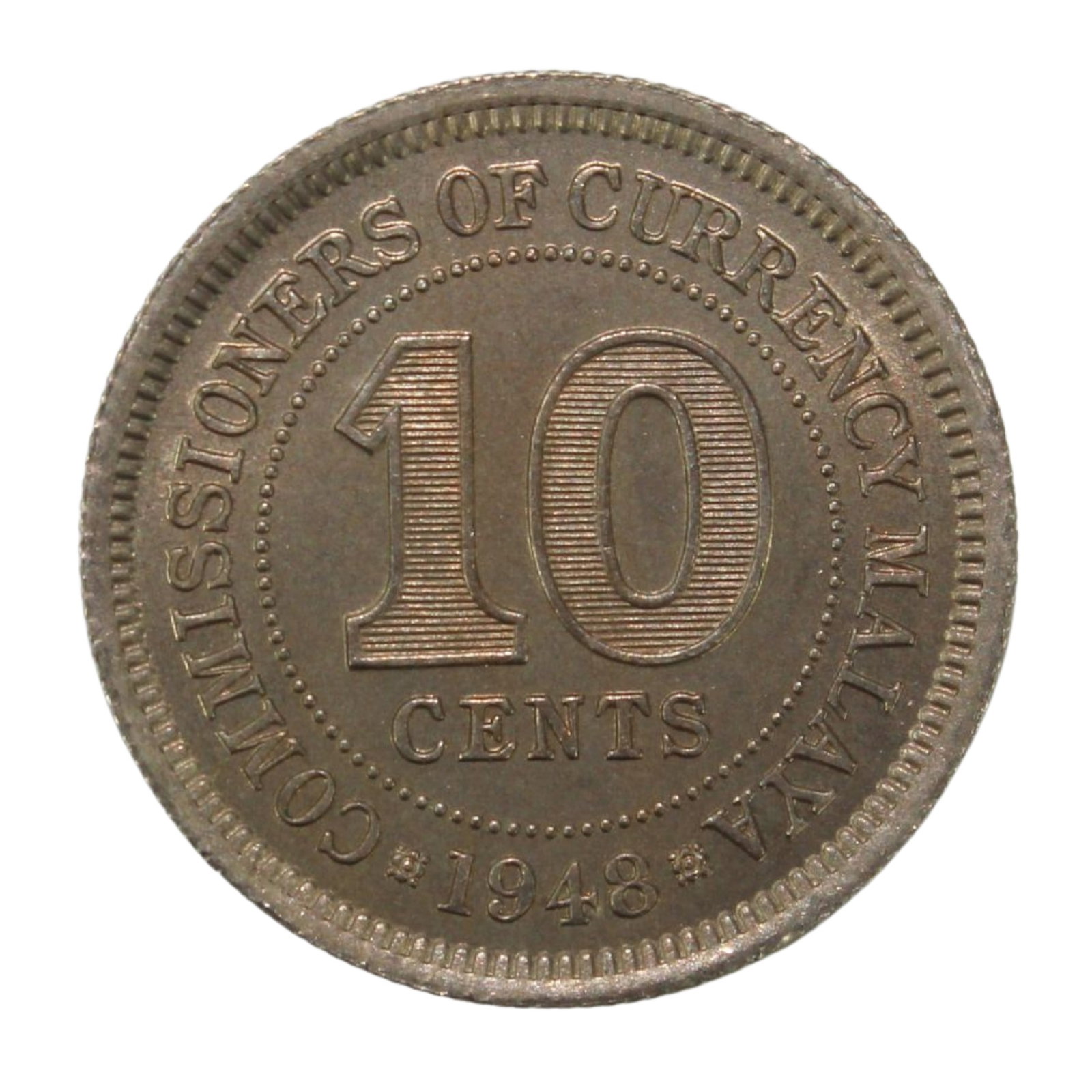 Malaya 1948 Cu-ni 10 Cents, Choice Uncirculated (1 of 1)