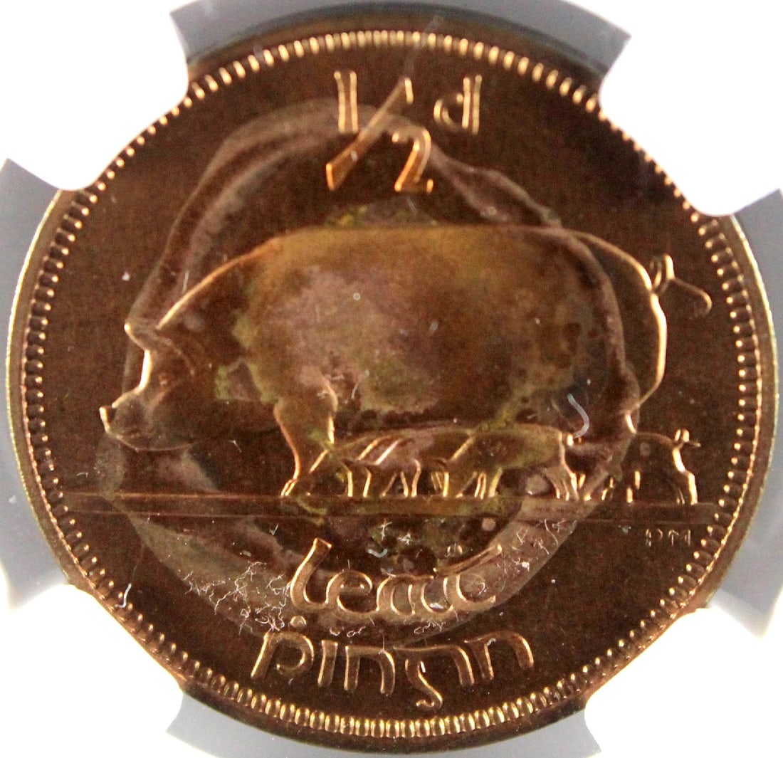 Ireland 1939 Proof Halfpenny, NGC PF63 RB (Pop 1): Highest graded NGC PF64BN (1), 65BN (1) PF64 RB (1), 65RB (1) & PCGS None Provenance Ex Jerome Remick Collection (Spink 11/06 Lot 691)