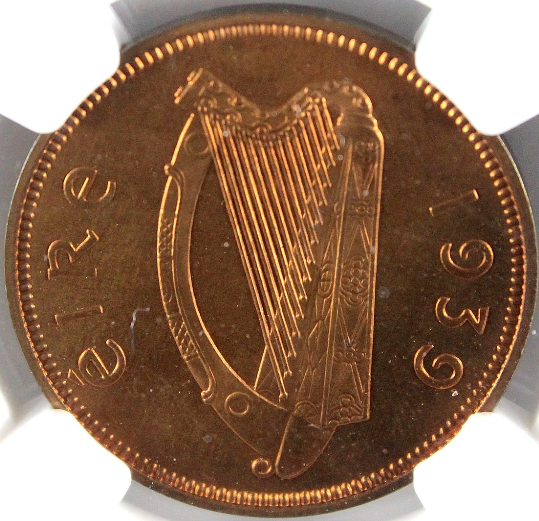 Ireland 1939 Proof Halfpenny, NGC PF63 RB (Pop 1) - 2