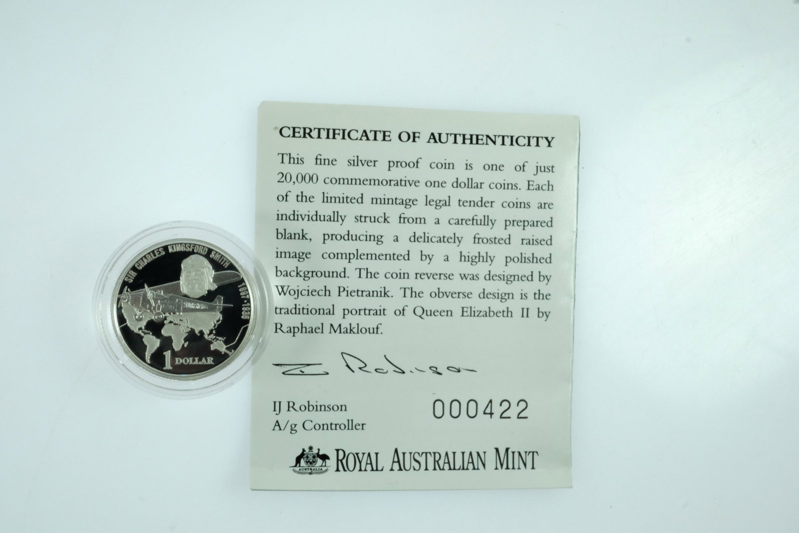 Australia 1997 'Kingsford Smith' Silver (999) $1, FDC - 5