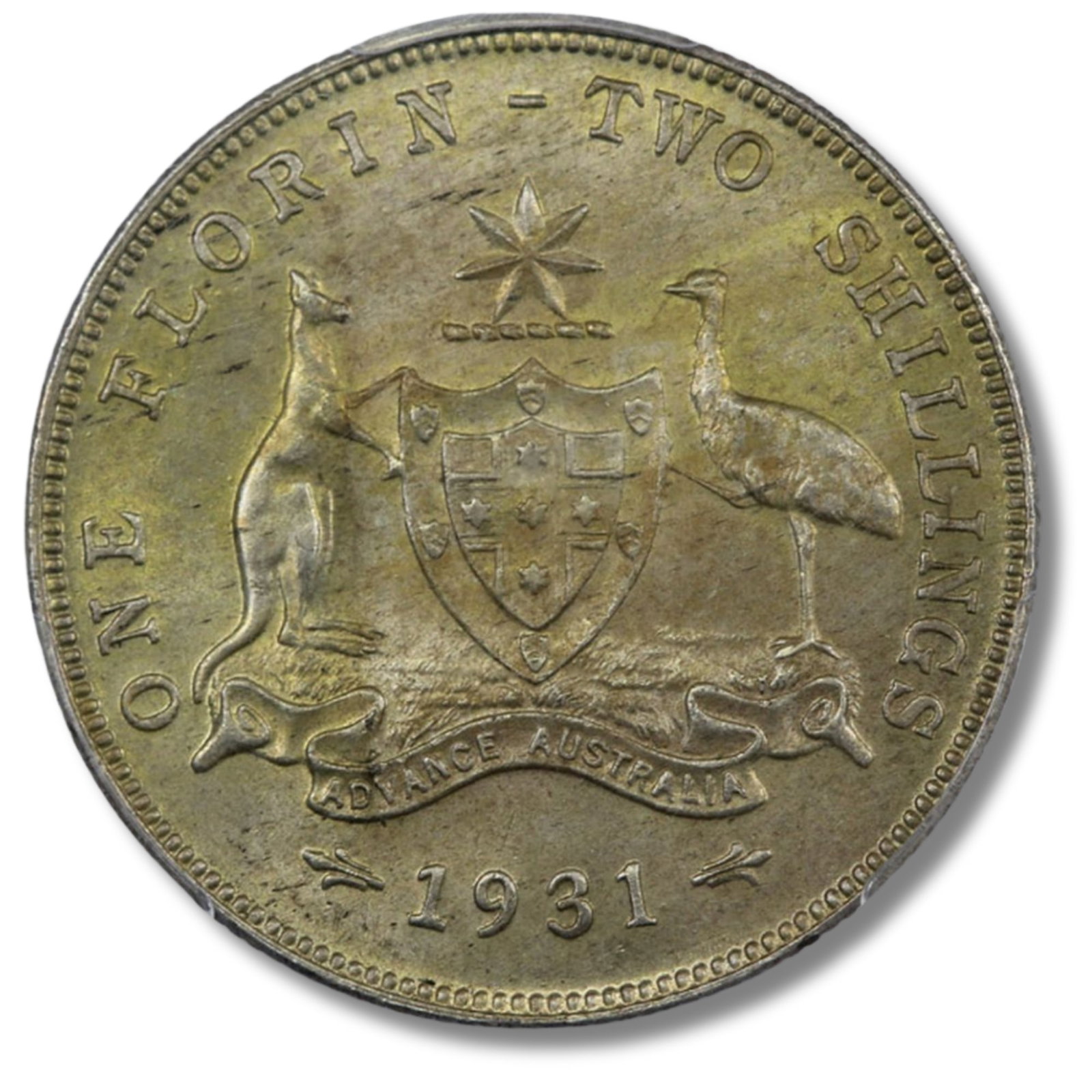 Australia 1931 Florin, PCGS MS64: George V Size ASW 0.3363 Troy oz Medium Coins, Monies & Stamps Exhibited Coins, Australia & New Zealand