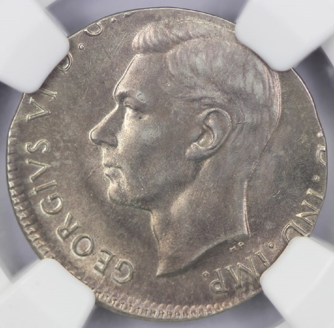 Australia 'Mint Error' 1942 S 1/- struck on a 6d Planchet, NGC AU58 (looks better) - 3