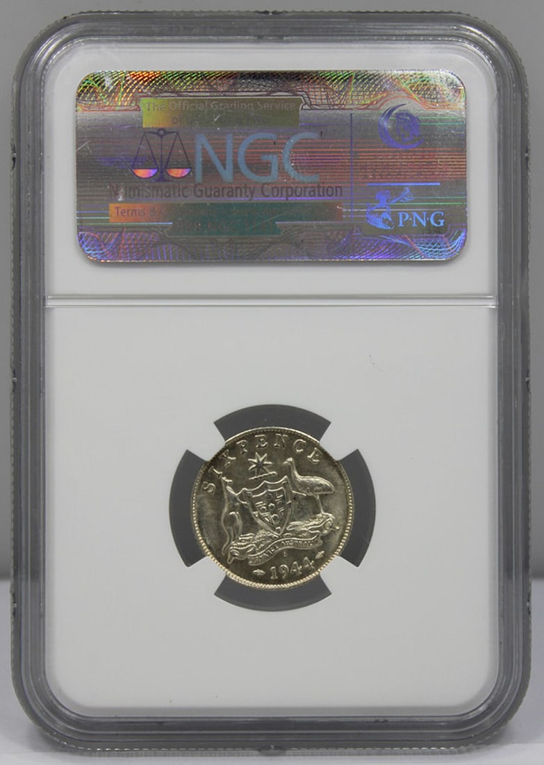 Australia 1944 S Sixpence, NGC MS64 - 2