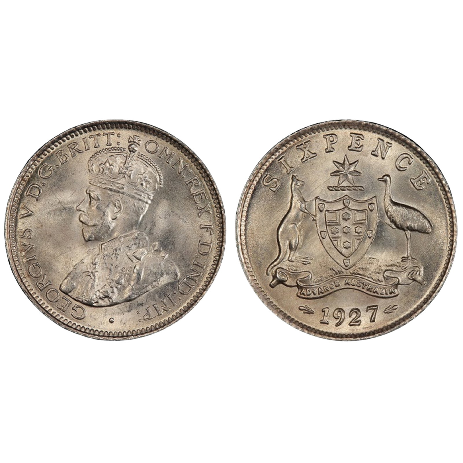 Australia 1927 Sixpence, PCGS MS64+: Population 4 / Higher 23 Condition Gem Medium Coins, Monies & Stamps Exhibited Coins, Australia & New Zealand