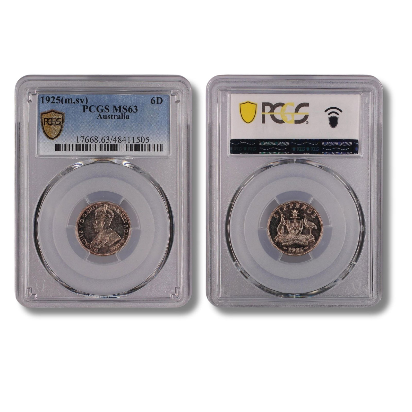 Australia 1925 Sixpence, PCGS MS63 (Pop 14 / Higher 17): George V Size . Medium Coins, Monies & Stamps Exhibited Coins, Australia & New Zealand