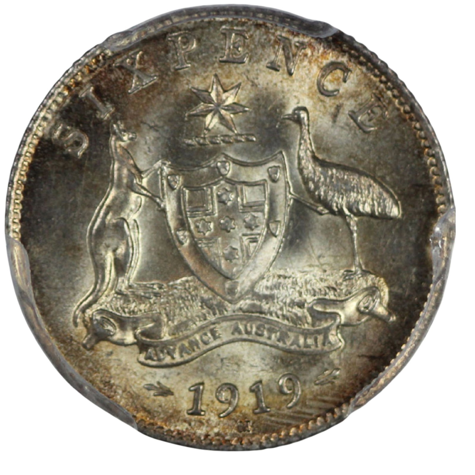 Australia 1919 M Sixpence, PCGS MS64: Population 2 / Higher 6 Condition near Gem Medium Coins, Monies & Stamps Exhibited Coins, Australia & New Zealand