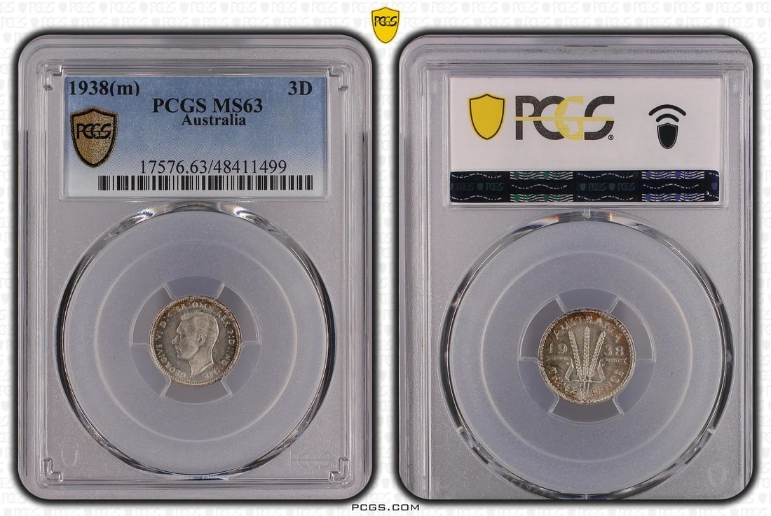 Australia 1938 Threepence, PCGS MS63 (Pop 50) (1 of 2)