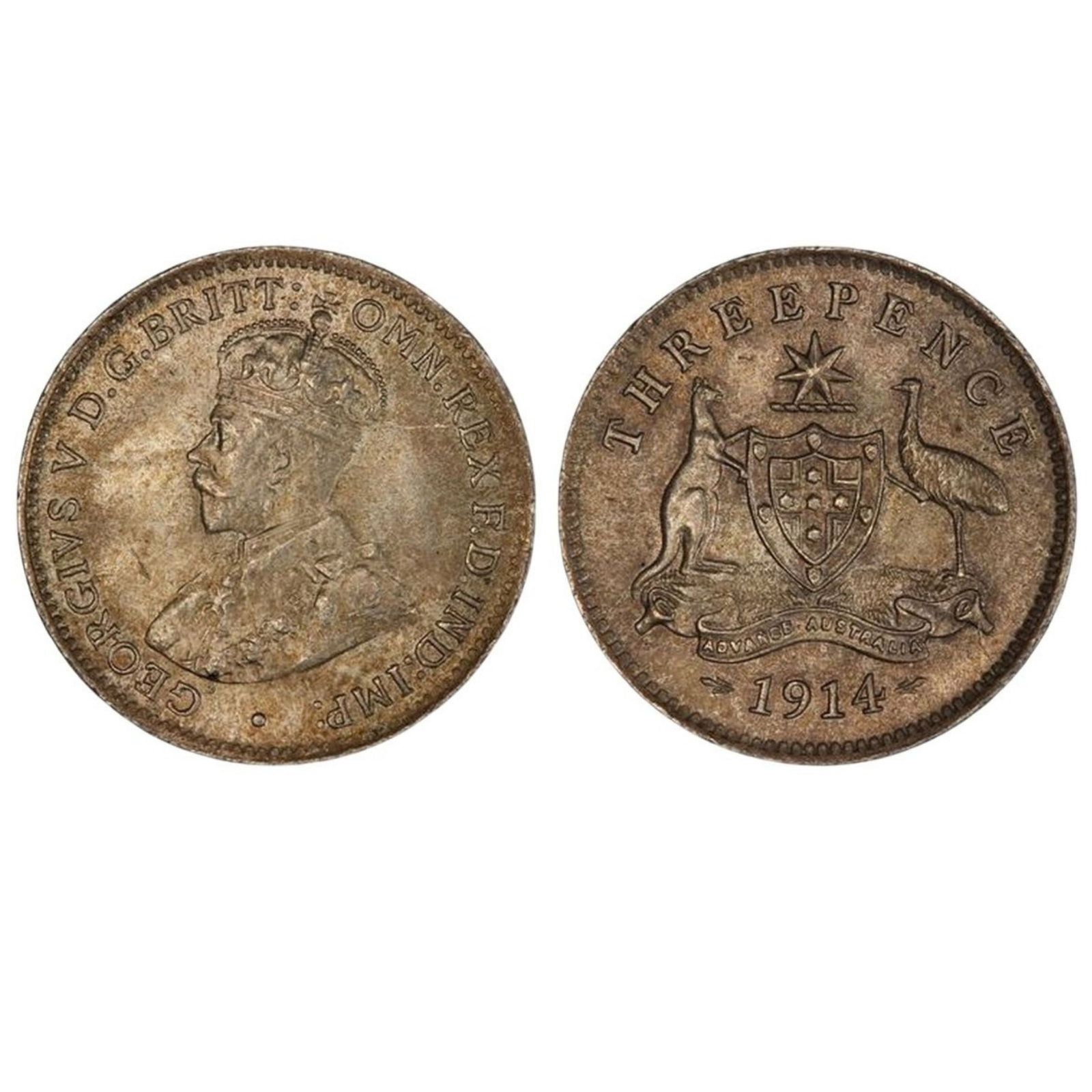 Australia 1914 Threepence, PCGS MS64: Population 7 / Higher 7 Condition near Gem Medium Coins, Monies & Stamps Exhibited Coins, Australia & New Zealand
