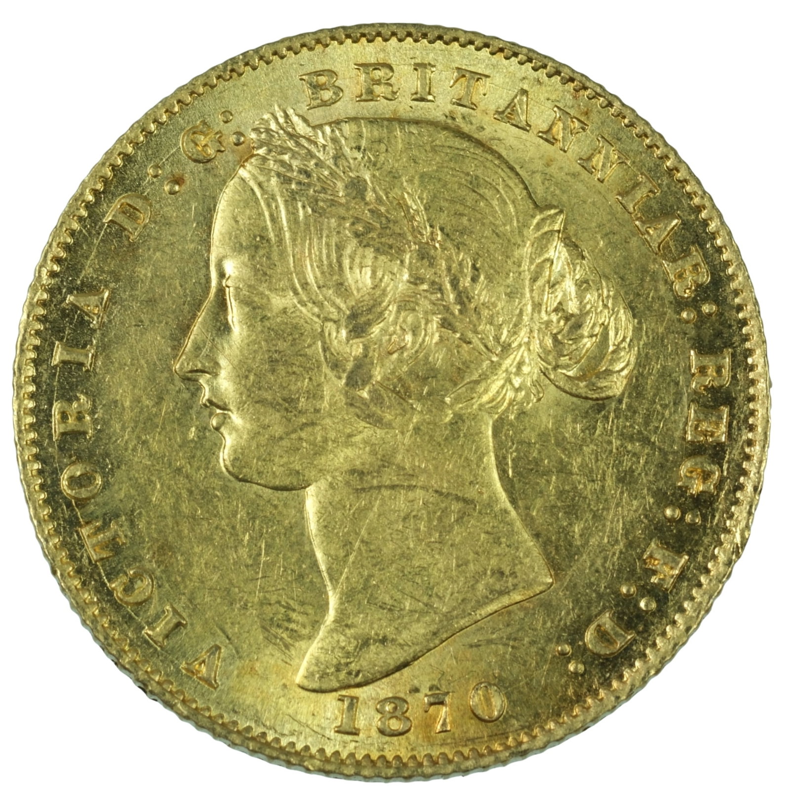 Australia 1870 Sydney Mint Sovereign, Lustrous & Virtually Uncirculated: Australia's first Gold deposits were discovered at Ophir in the Bathurst Region of NSW in 1851 leading to the striking of the iconic Sydney Mint Sovereigns from 1855 to 1870. Size AGW 0.2354 Troy oz M