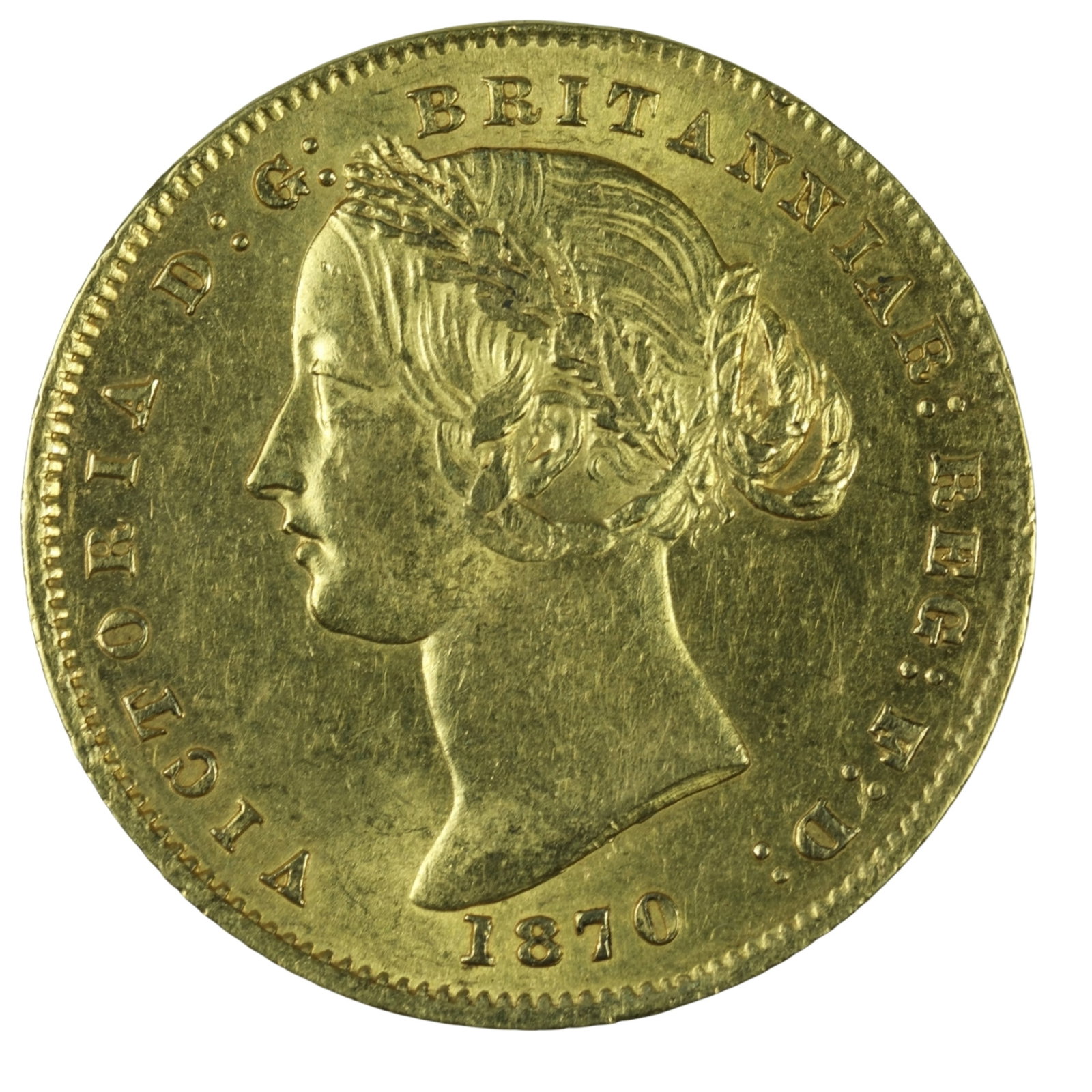 Australia 1870 Sydney Mint' Sovereign, Lustrous about Uncirculated: Australia's first Gold deposits were discovered at Ophir in the Bathurst Region of NSW in 1851 leading to the striking of the iconic Sydney Mint Sovereigns from 1855 to 1870. Size AGW 0.2354 Troy oz M