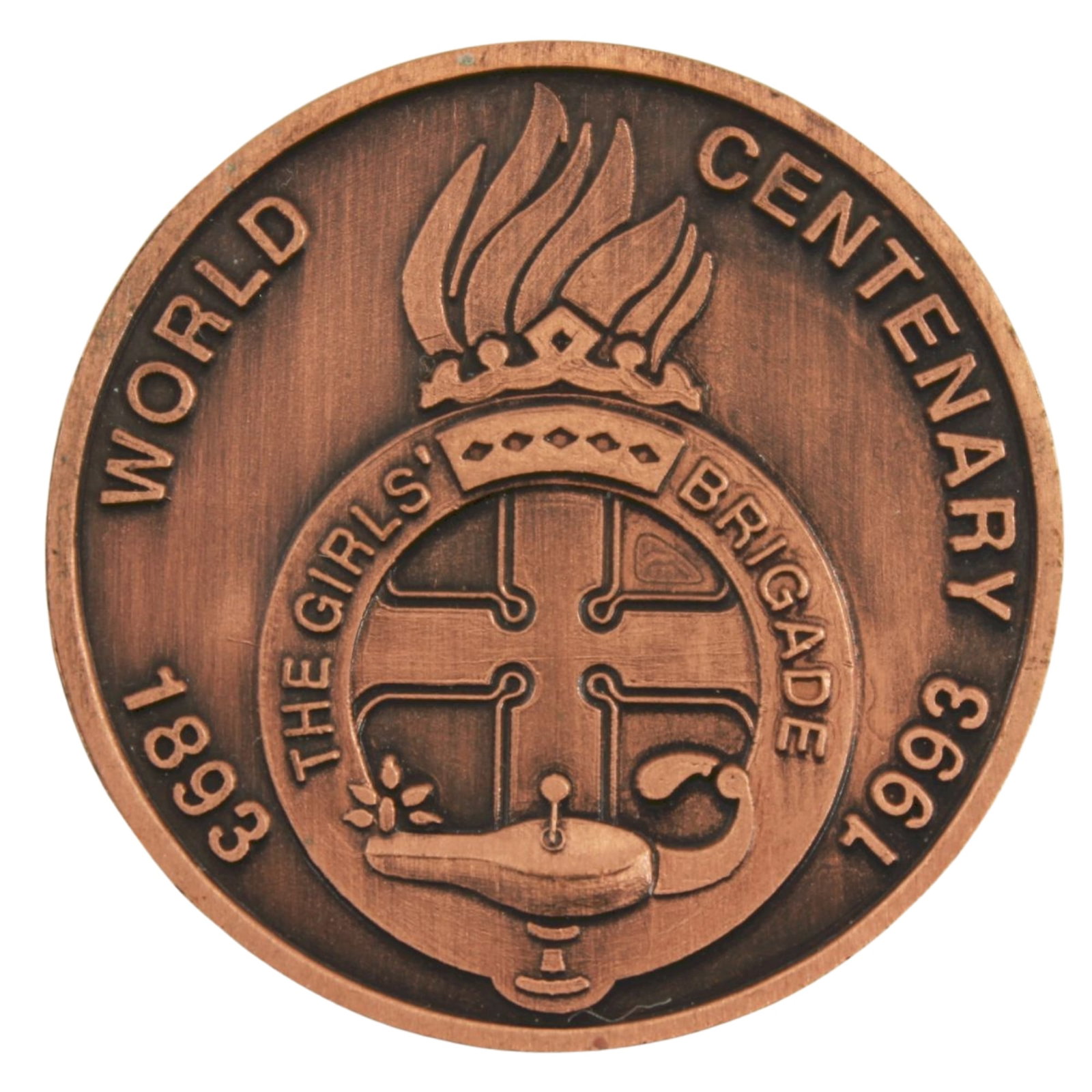 World Centenary 1893 -1993 Girls Brigade Bronze Medal, Uncirculated: . Size Diameter 44mm Medium Coins, Monies & Stamps