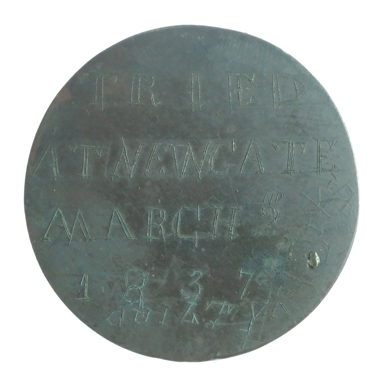 Australia circa 1837 Convict Token - Thomas Cumber (Age 27) engraved on 1797 1d (1 of 2)