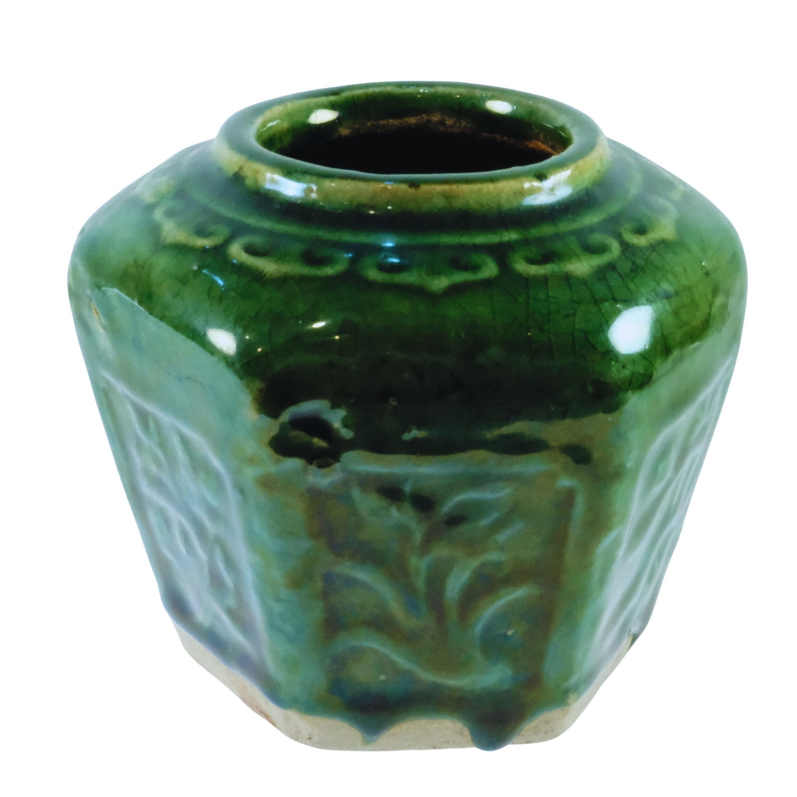 Chinese Stoneware Green Lustre Bowl: . Size Stands 9.5cm