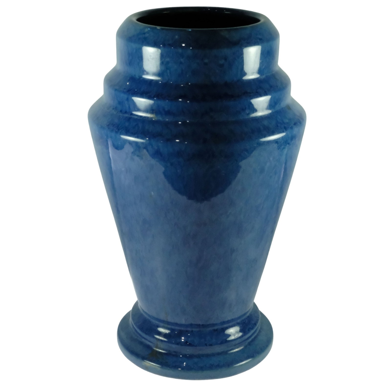 Marshman Pottery 'Regal Art War' Art Deco Blue Vase: Australian Pottery Maker active 1930-40's Size Stands 21cm