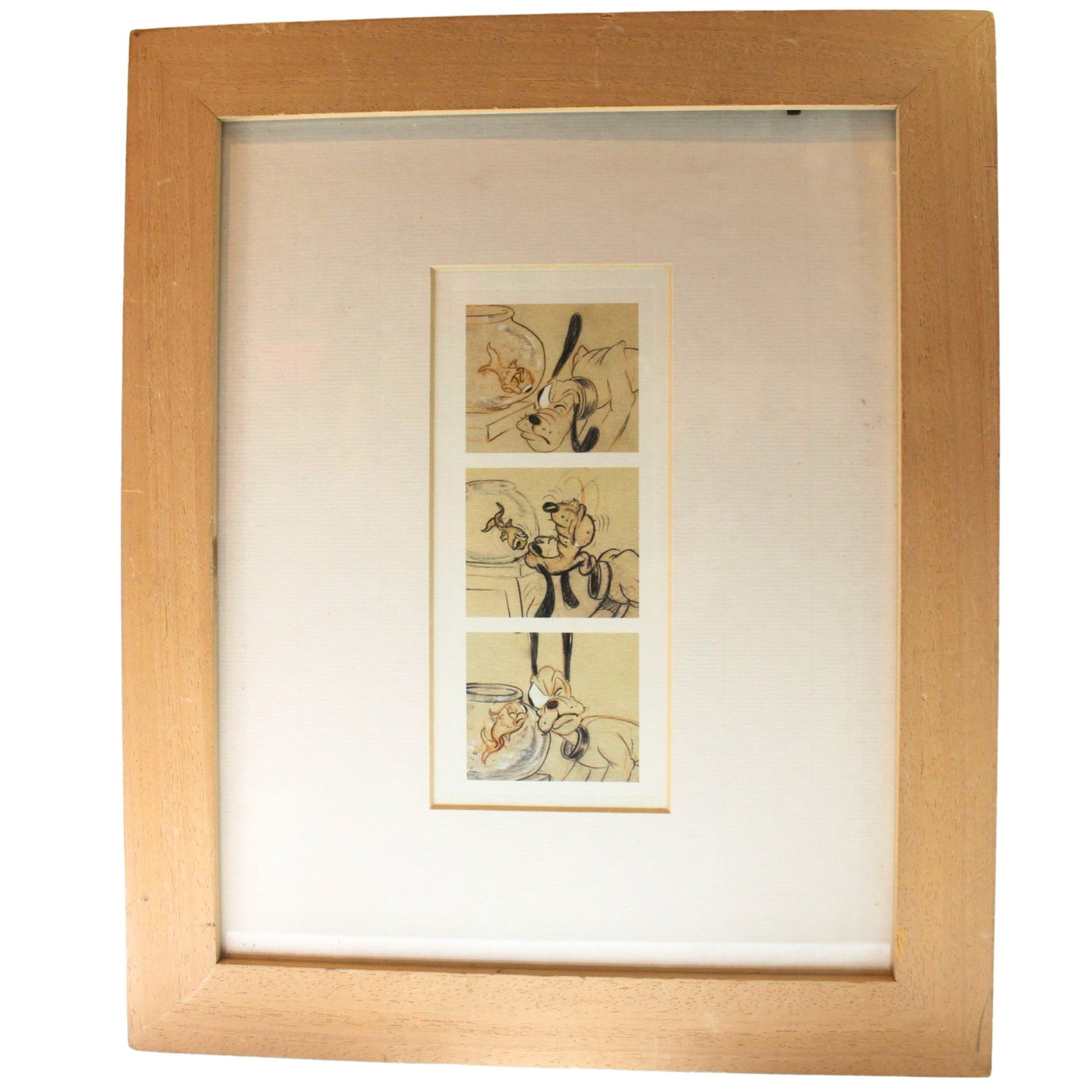 Disney Studio Print of 'Pluto' in Frame: Three frame sequence. Dated on back 20 June 2003 Size Glass Frame measures 35x29cms Medium Animation Art