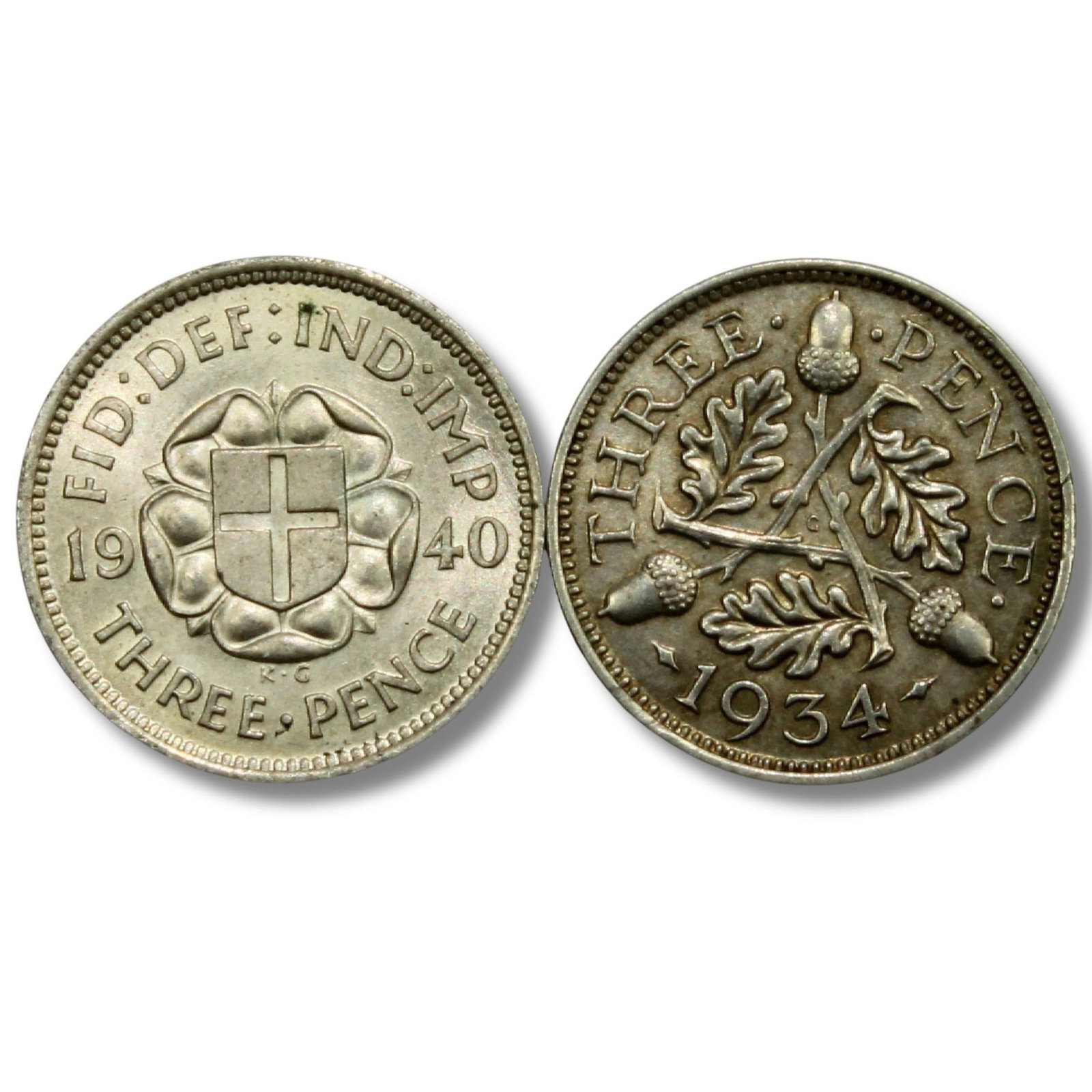 Great Britain 1934 & 1940 Threepences, Uncirculated (1 of 2)