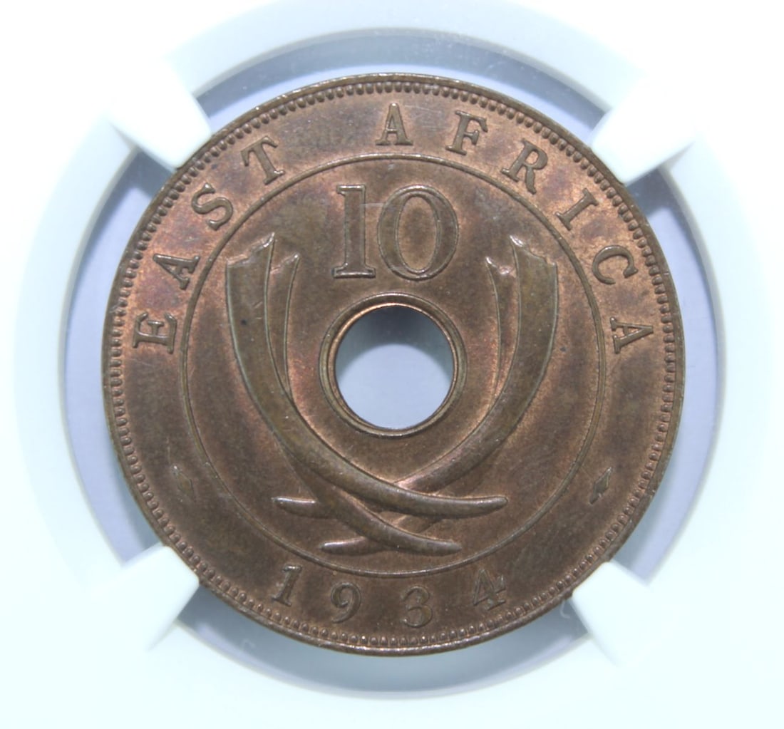 East Africa (British) 1934 (L) 10 Cent NGC MS 65 BN (1) - 2