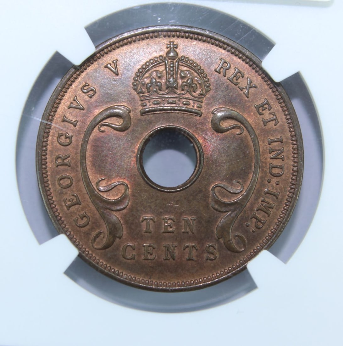 East Africa (British) 1934 (L) 10 Cent NGC MS 65 BN (1) - 3