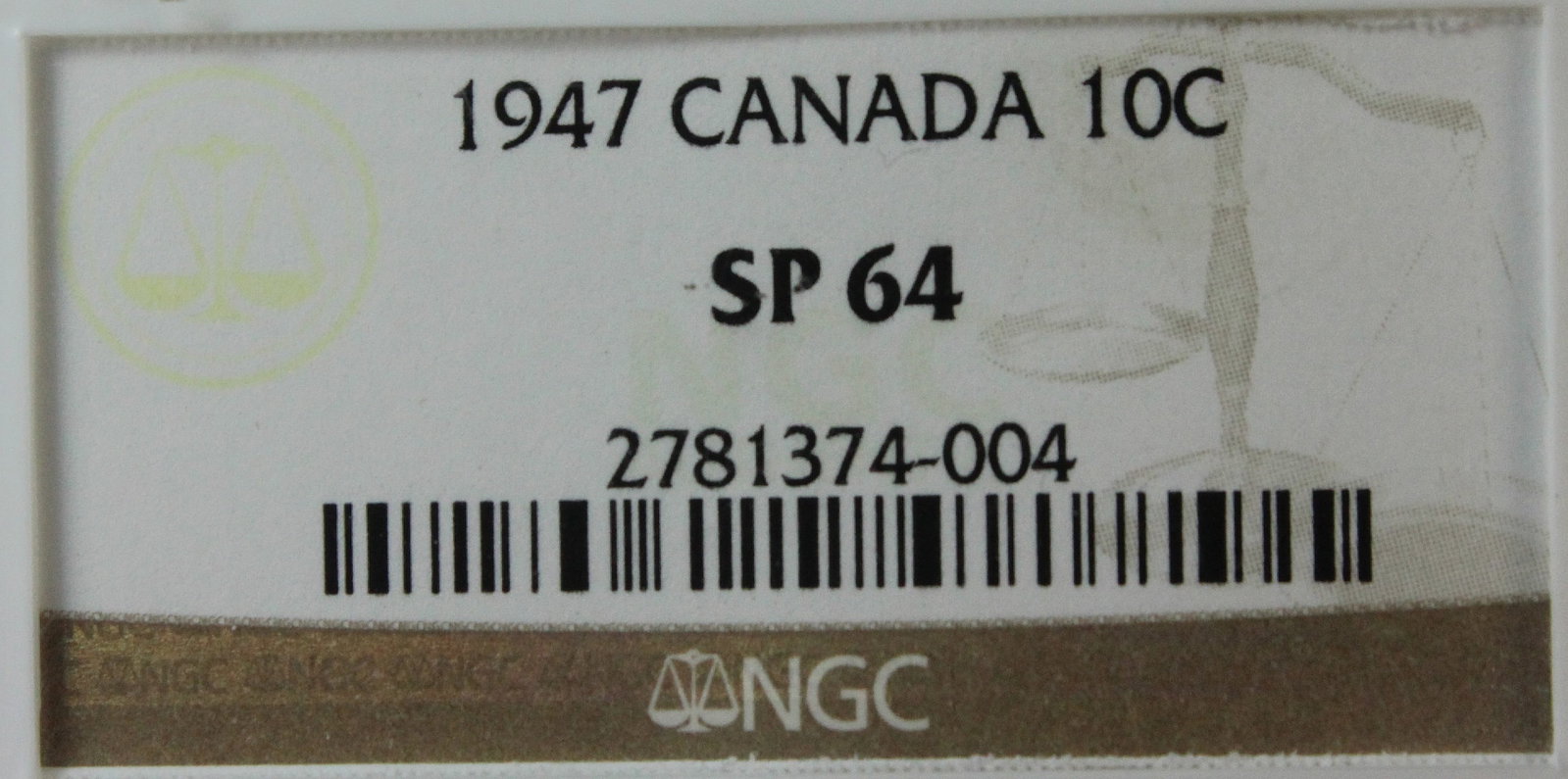 Canada 1947 Specimen 10c (No Maple leaf), NGC SP64 - 3