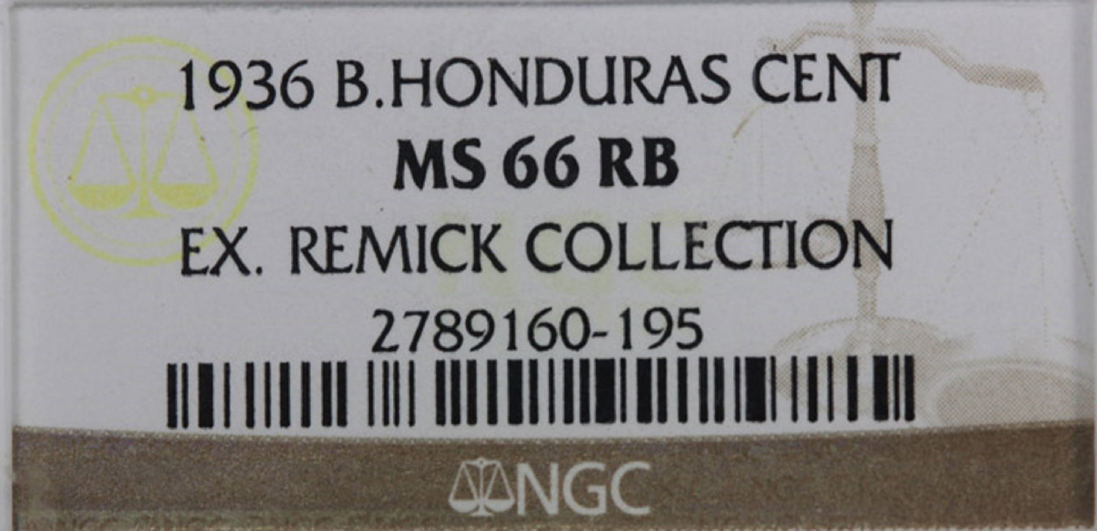British Honduras 1936 Cent, NGC MS66 RB - 3