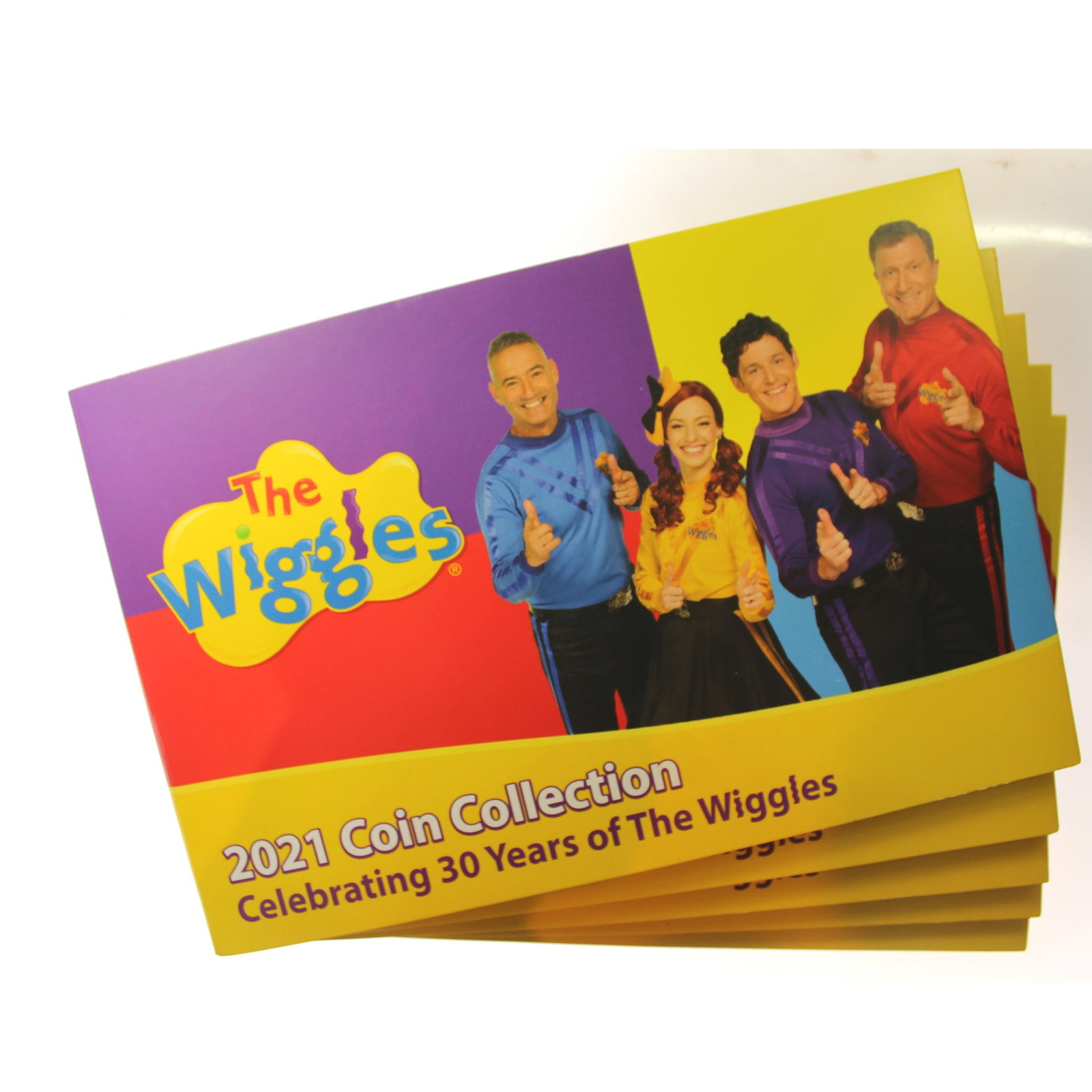 Australia 2021 'Wiggles' Al-Br $1 (2) & Coloured $2 (4) Collection Uncirculated (5 sets of 6 coins): In Commemorative Folder Size In Commemorative Folder Medium Coins, Monies & Stamps