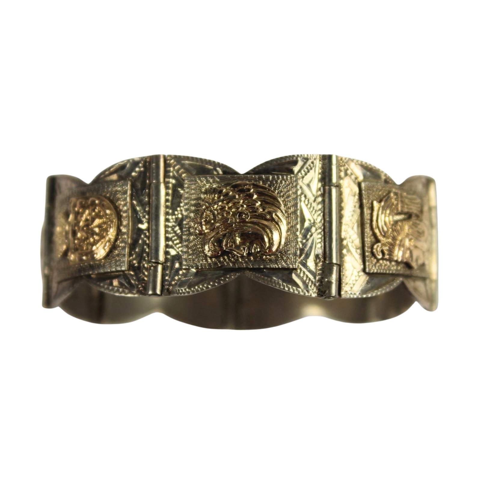 Vintage Mexican Silver (925) Bracelet with Gold highlighted Aztec Designs (1 of 4)