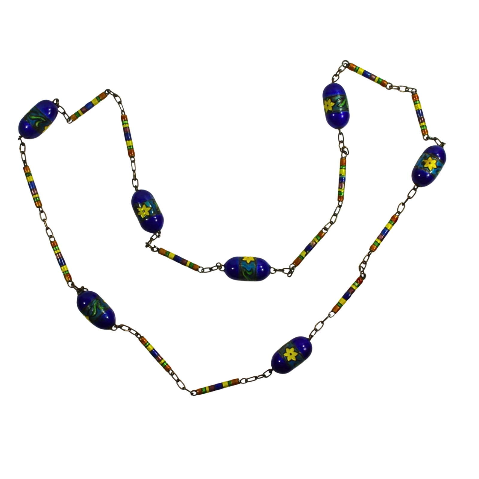 Venetian Glass Bead and Sterling (925) Silver Chain Necklace: Quality Size Closed length 26cms Medium Jewelry