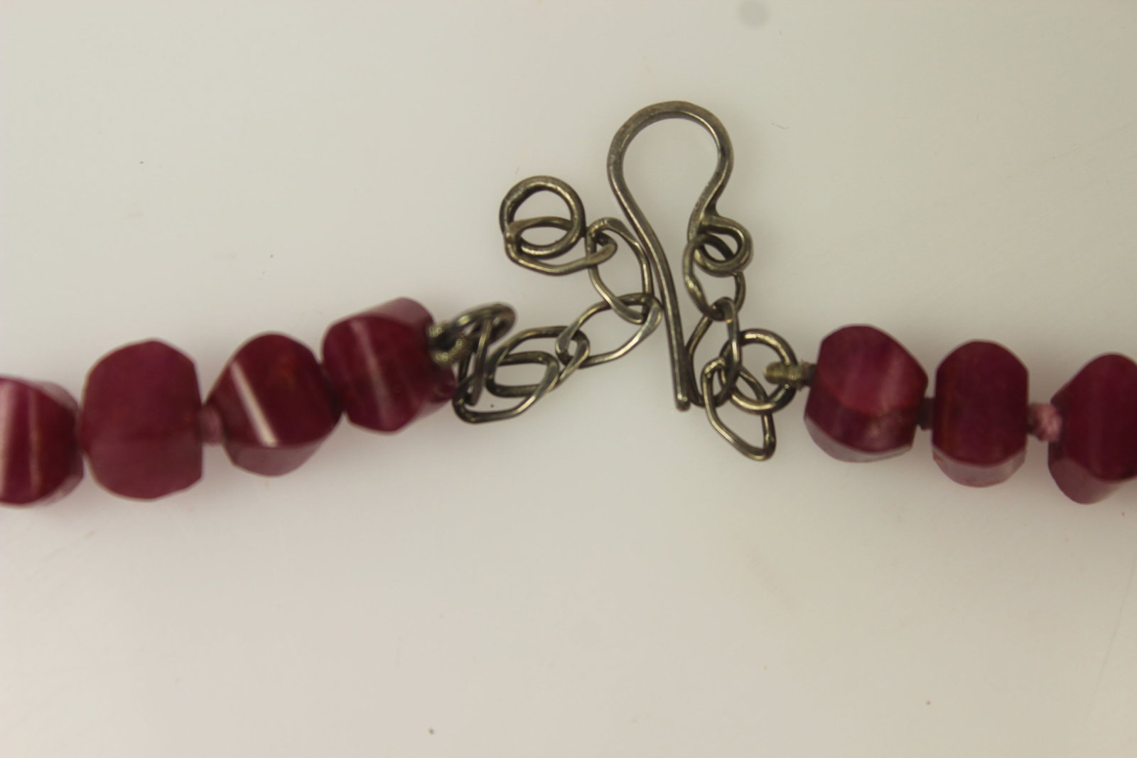 Ruby-coloured Agate Necklace with Sterling (925) Silver Clasp - 3