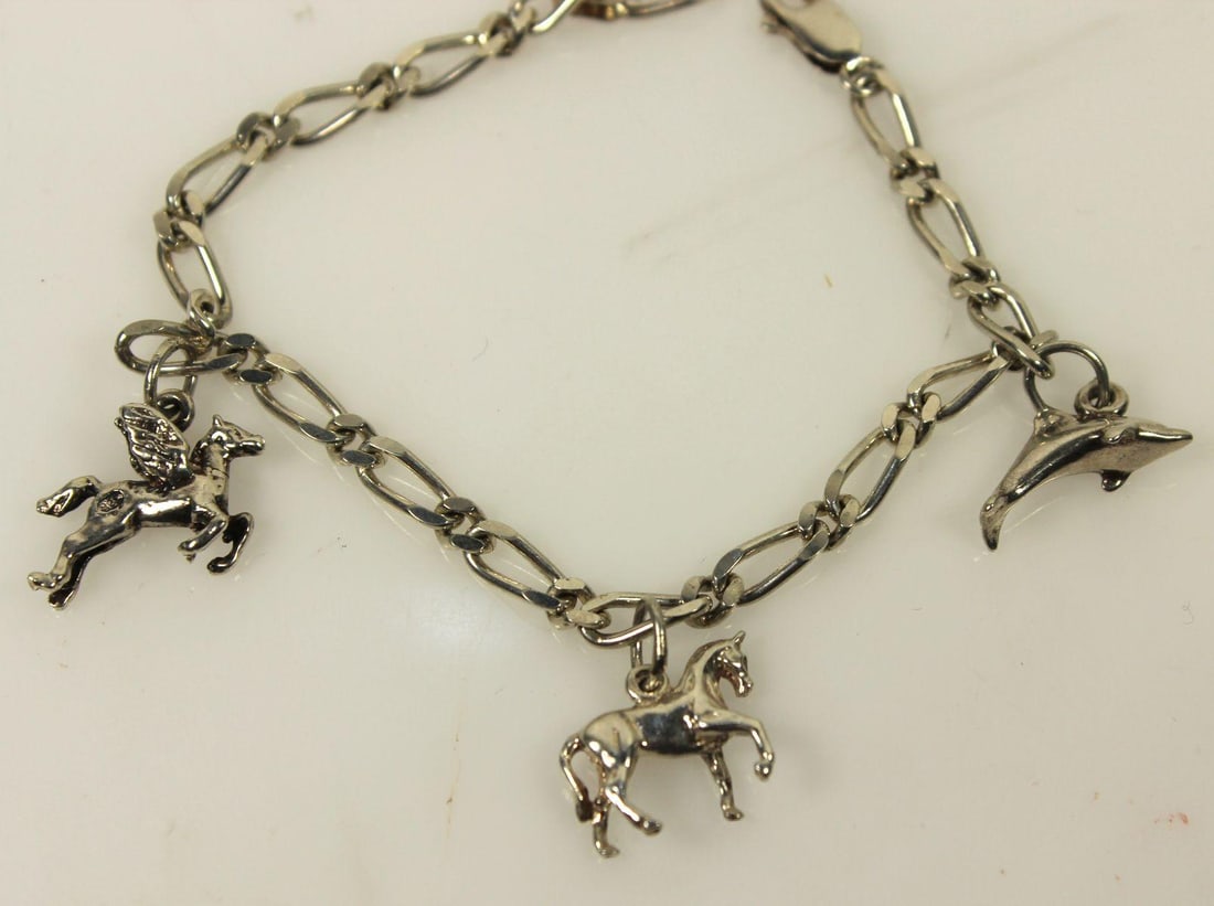 Sterling (925) Bracelet with Animal adornment & Dove Brooch (2 items) - 2