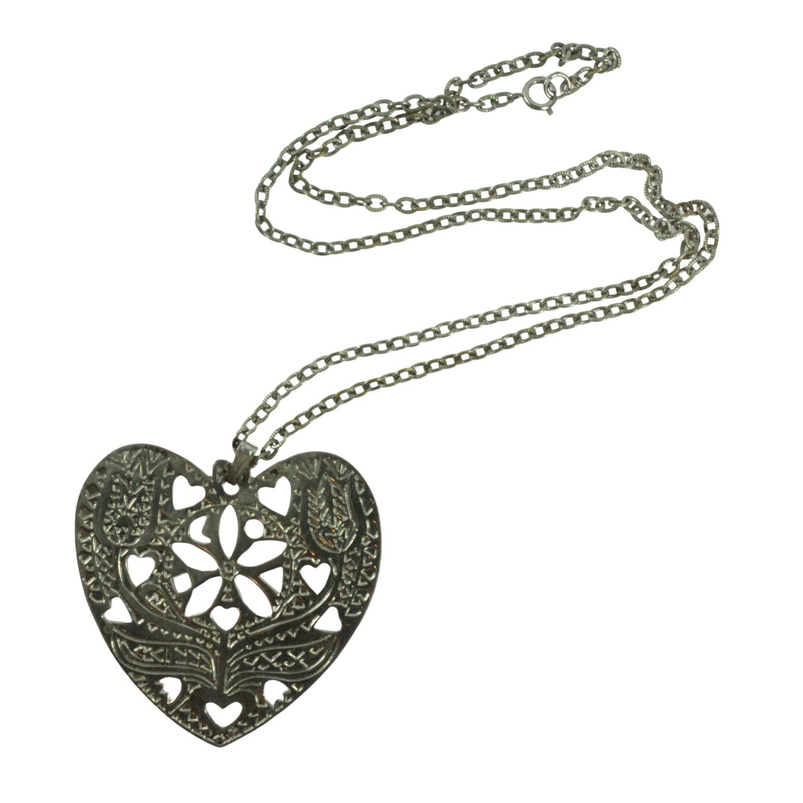 Costume Pendant on Link Chain: Chrome Finish Size Weighs 50.72 Grams Medium Jewelry