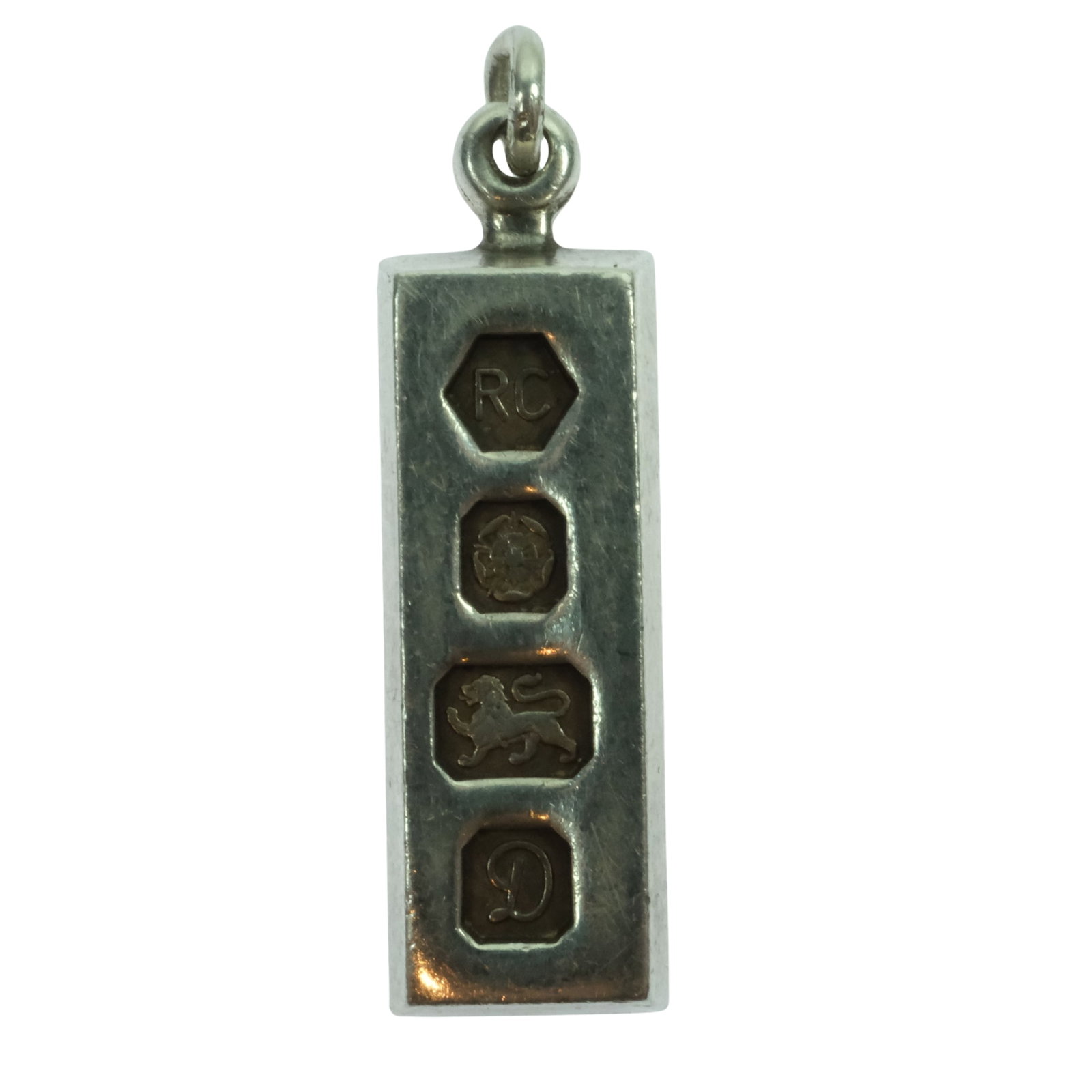 Sterling (925) Silver Ingot Pendant: . Size Weight 7.84gms. Hangs 2.5cms Medium Jewelry