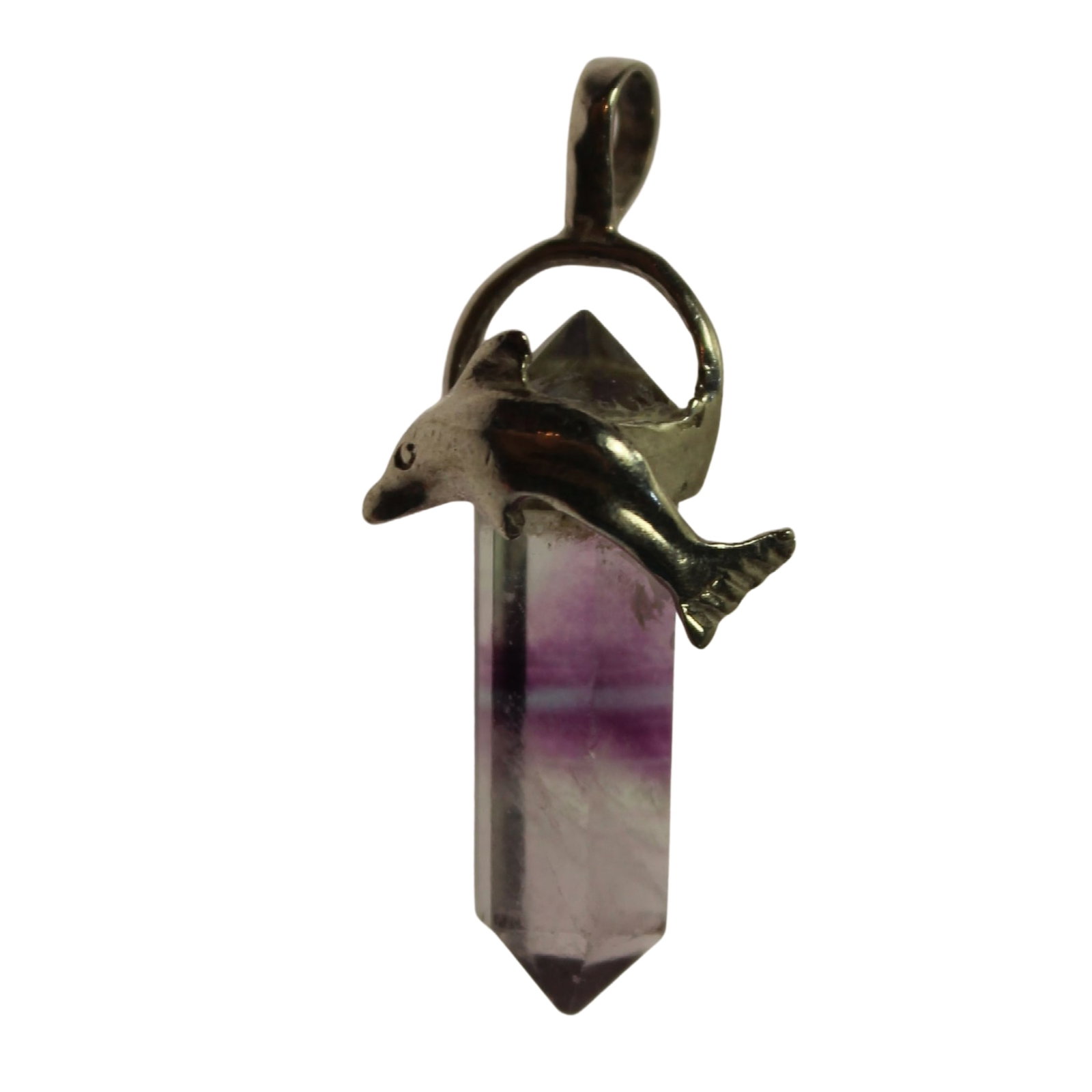 Aquatic-themed Crystalline Amethyst Pendant in Sterling (925) Silver Mount: Crystal displays horizontal purple colour banding Size Hangs 3.3cm Medium Jewelry