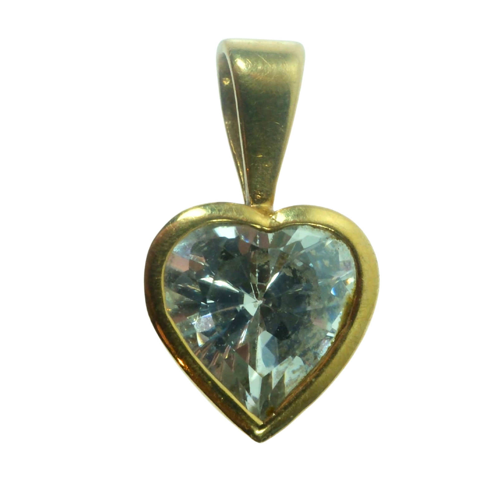 Crystal Heart Pendant in 9ct Gold: . Size Total weight 0.82gms Medium Jewelry