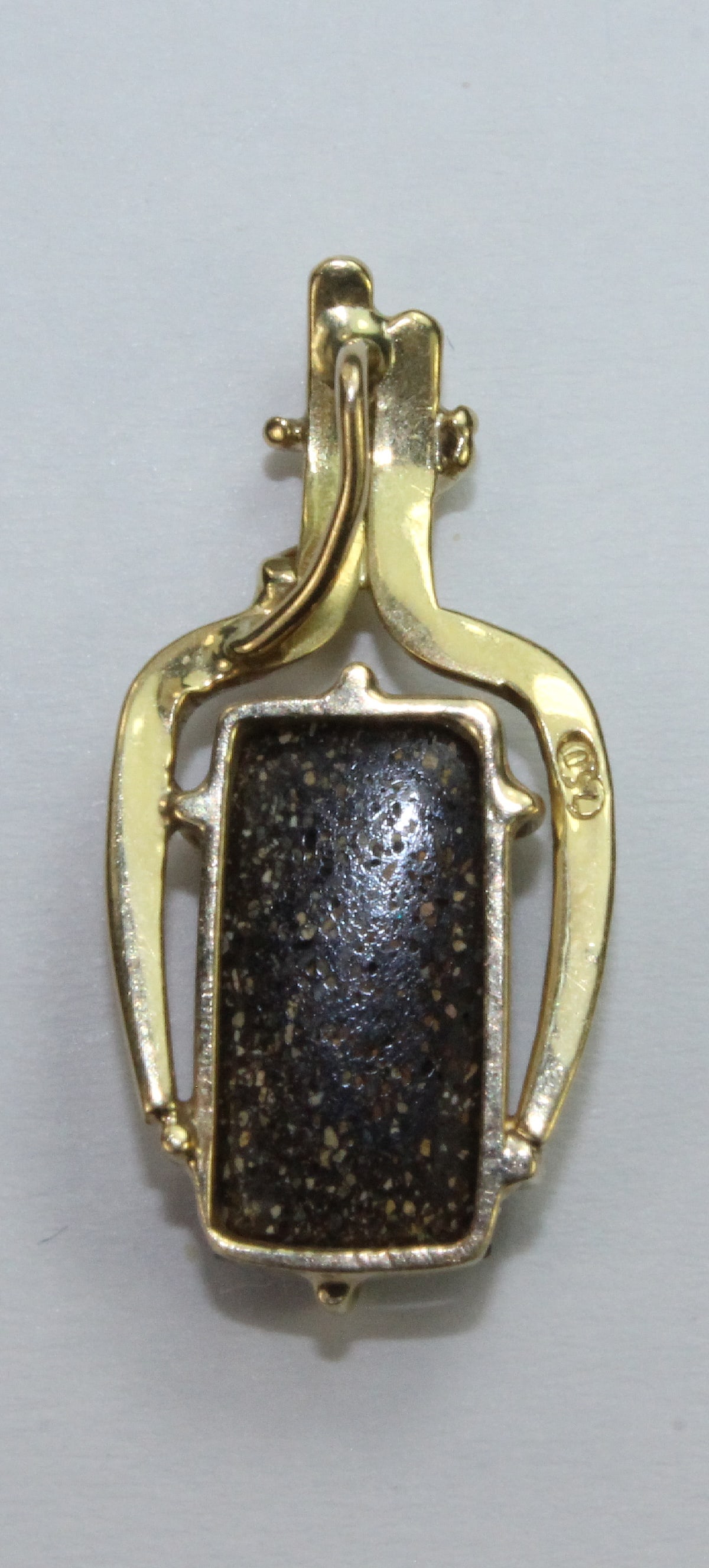 Iridescent Solid Opal Pendant in bespoke 18ct Yellow Gold surround - 2