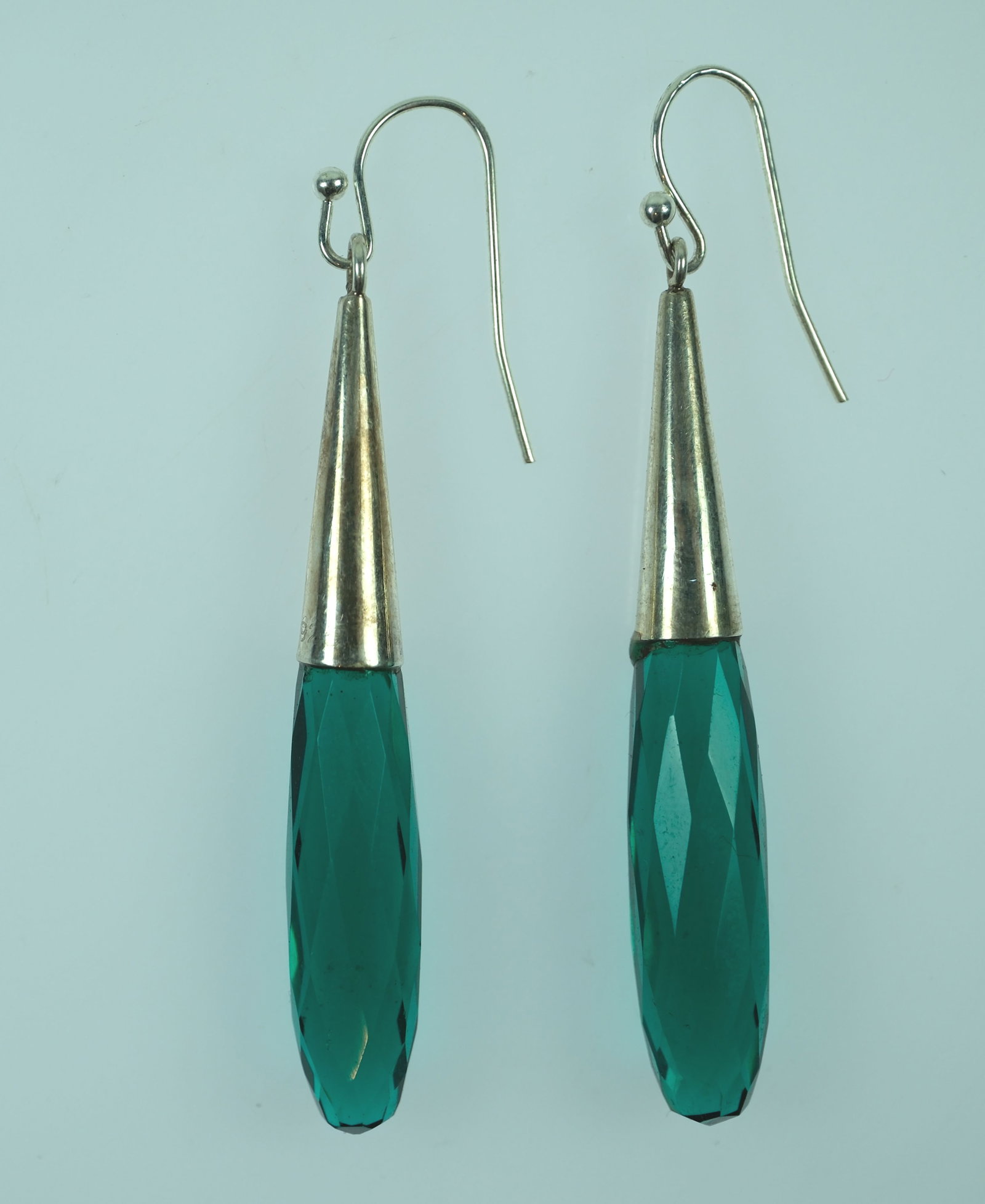 Purple & Lincoln Green Faceted Crystal Drop Earrings with Sterling Silver Mounts (2 pairs) - 4