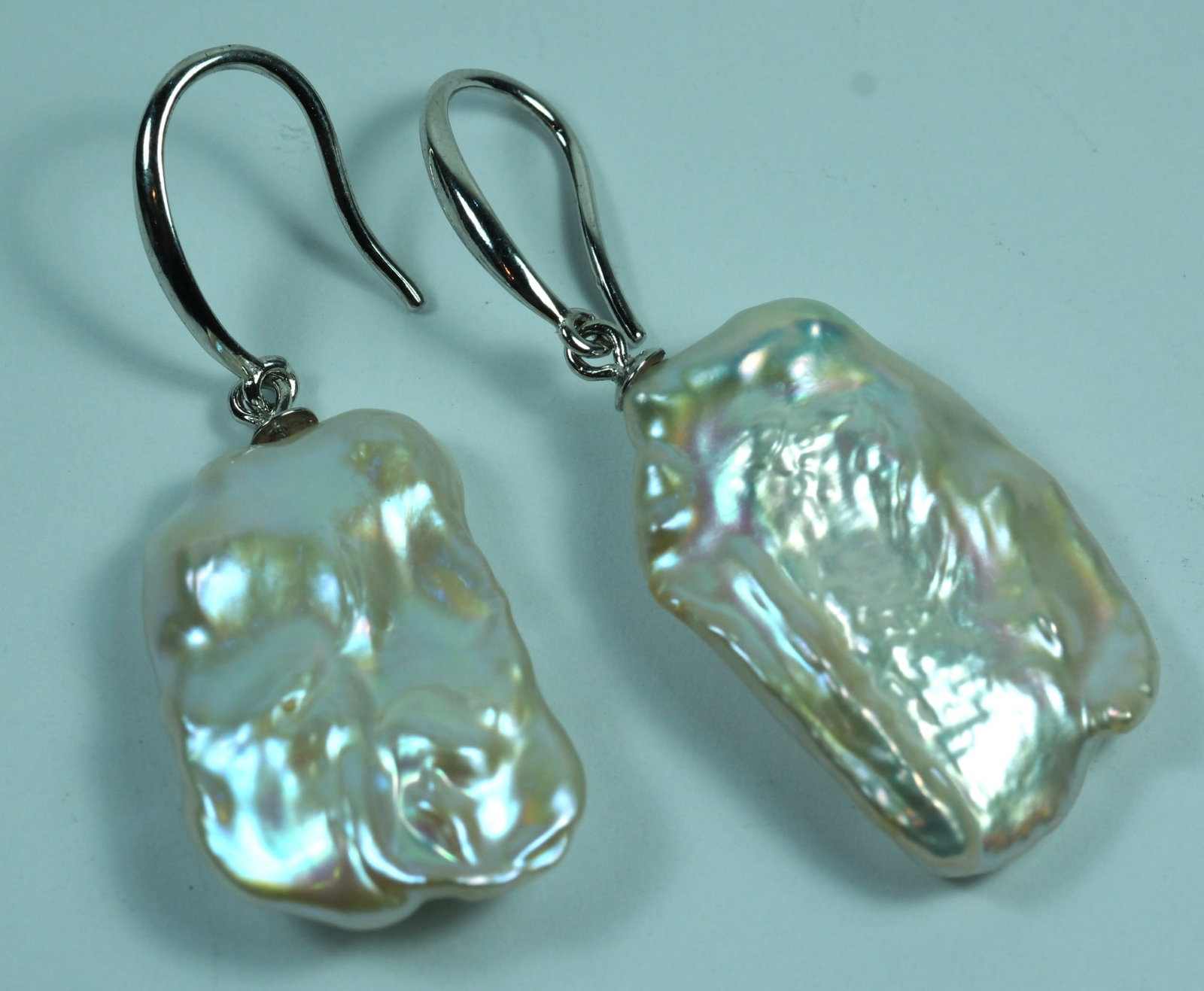 Baroque Pearl Earrings with Sterling (925) Silver Clasps (Pair) - 2