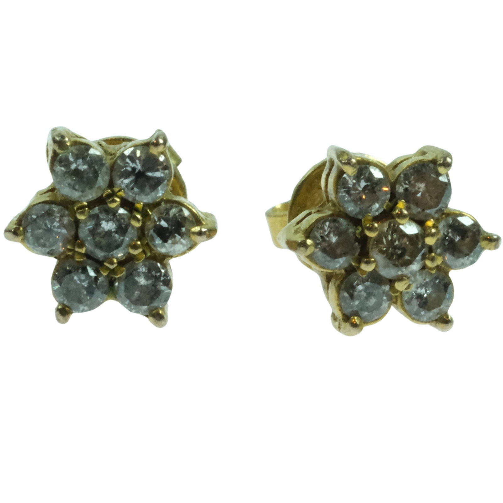 Daisy Cluster Diamond Earrings in 9ct Yellow Gold (Pair): . Size Combined weight 2.24 grams Medium Jewelry