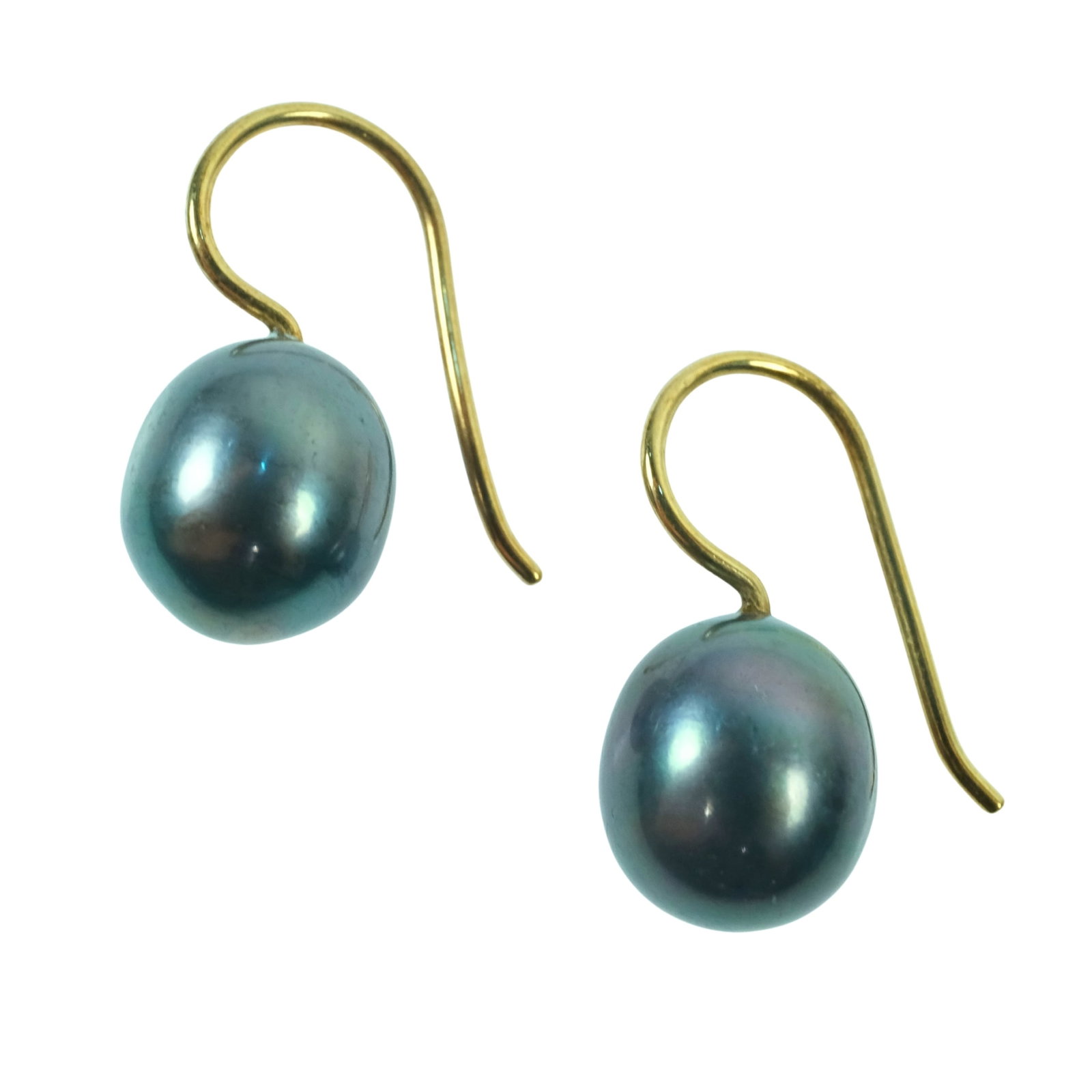 Tahitian Black Pearl Earrings with 9ct Yellow Gold Hoops (Pair): Stunning Size Hang 3cms. Diameter 8.5cms Medium Jewelry