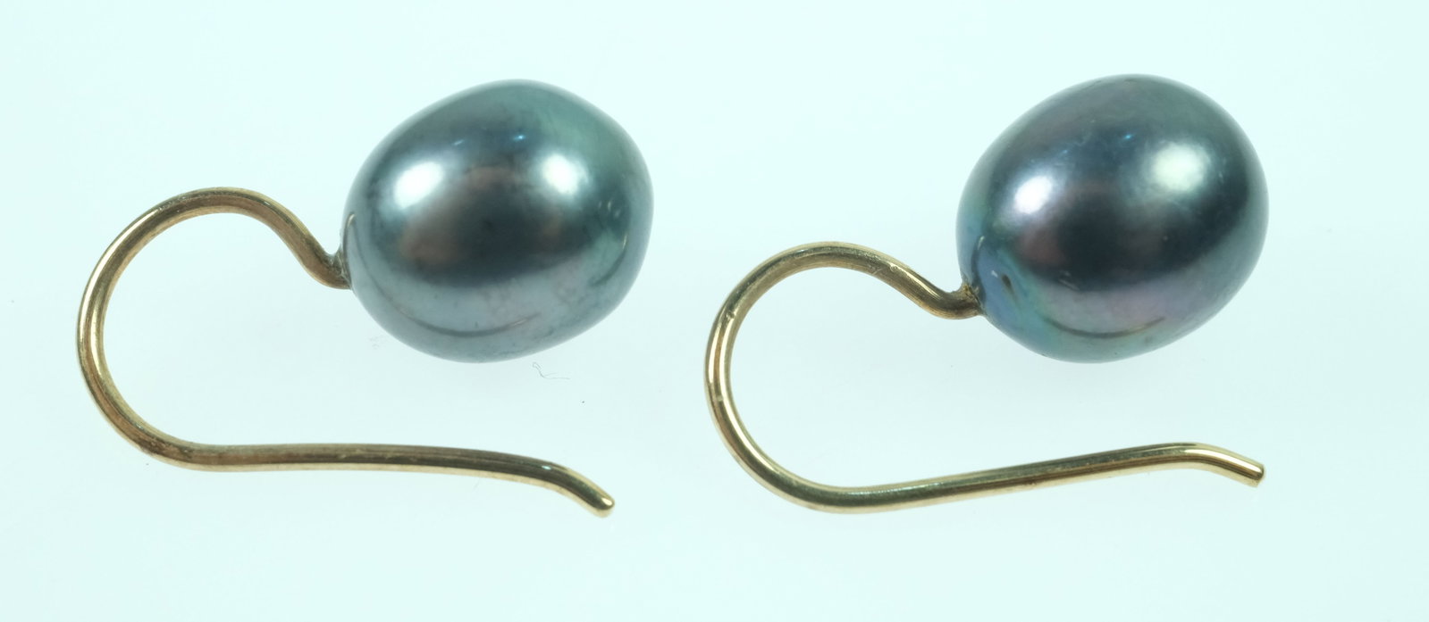 Tahitian Black Pearl Earrings with 9ct Yellow Gold Hoops (Pair) - 2