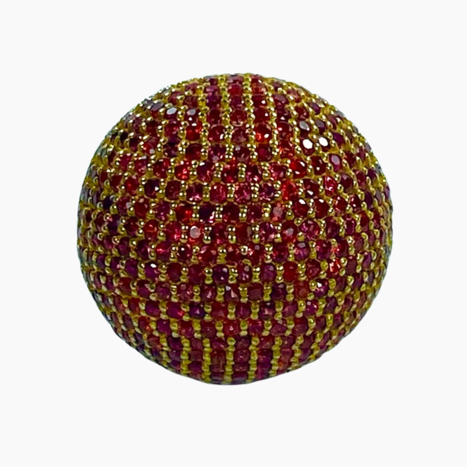 'Bombe Ring' in Gilt Sterling (925) Silver micro-set with Red Sapphires: . Size Size: N Total Weight 15.5 grams Medium Jewelry