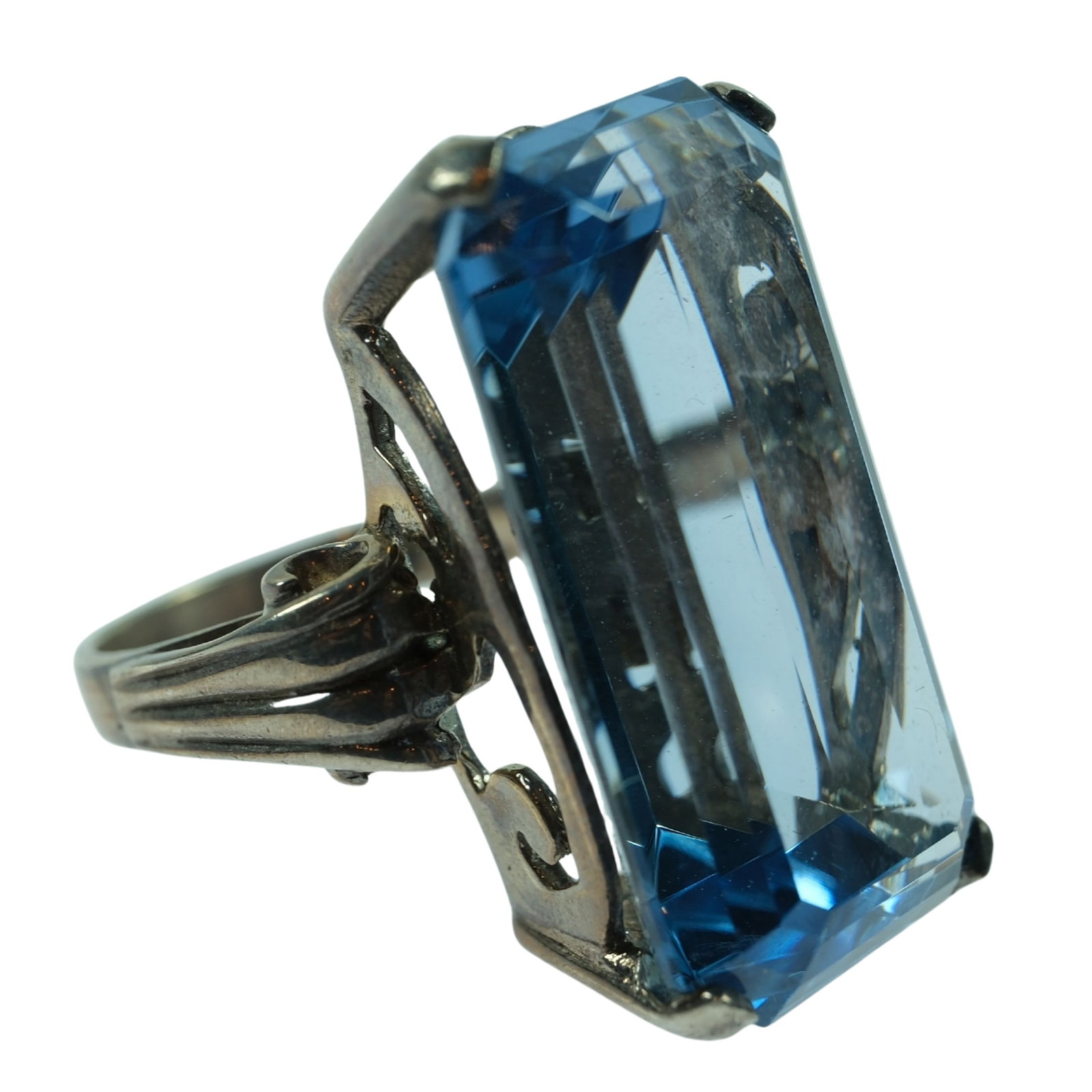 Massive Synthetic Blue Spinel Ring in Sterling (925) Silver (1 of 3)