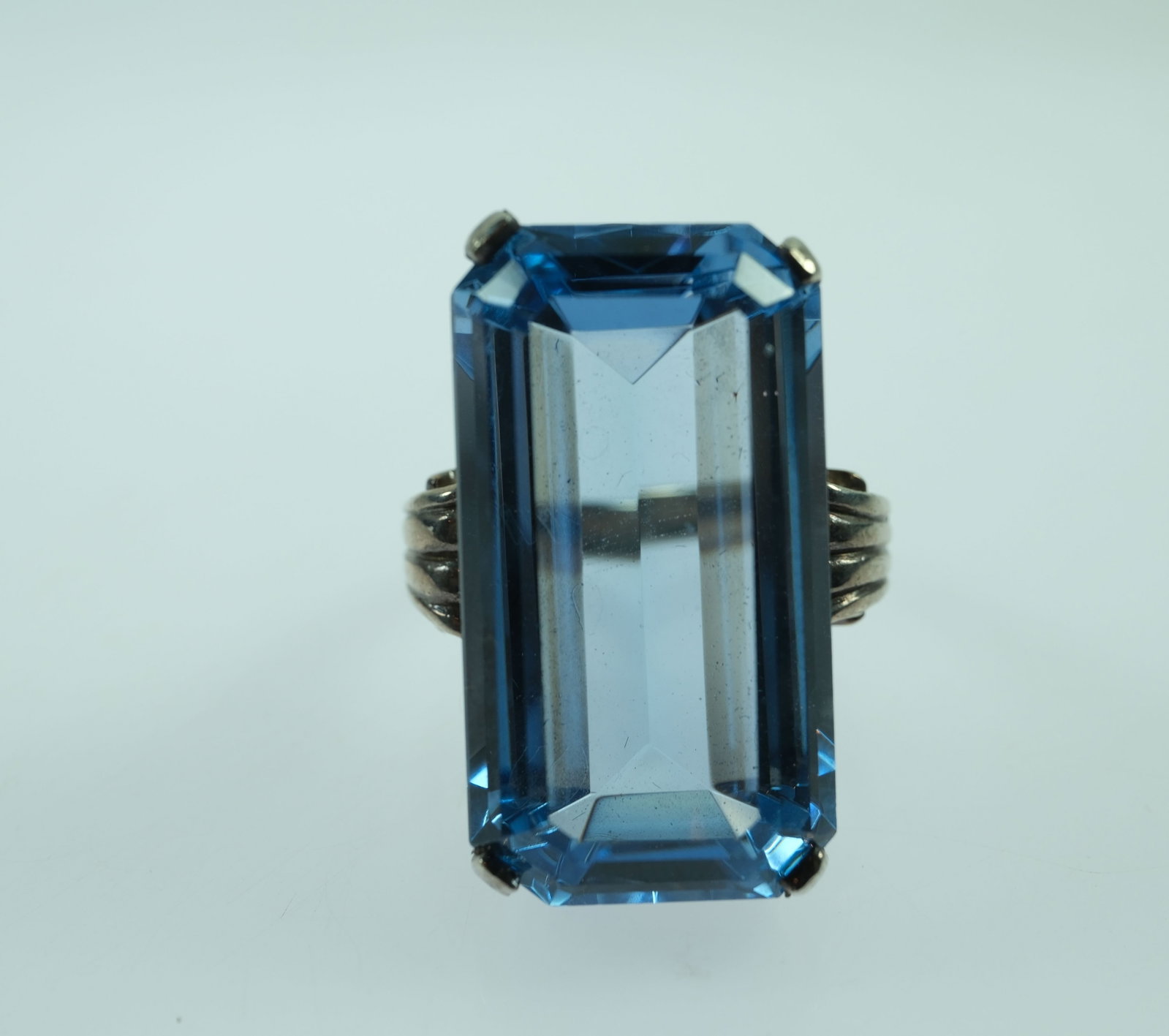 Massive Synthetic Blue Spinel Ring in Sterling (925) Silver - 2